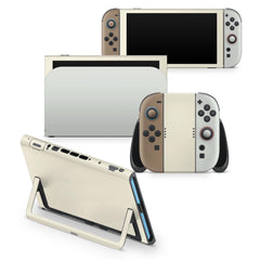 Color Blocking Nintendo Switch 2 Skin | Solid Color Pastel Green & Brown Premium 3M Vinyl FullWrap Decal - Tackydesign