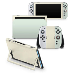Color Blocking Nintendo Switch 2 Skin | Solid Color Pastel Green & Cream Premium 3M Vinyl FullWrap Decal - Tackydesign