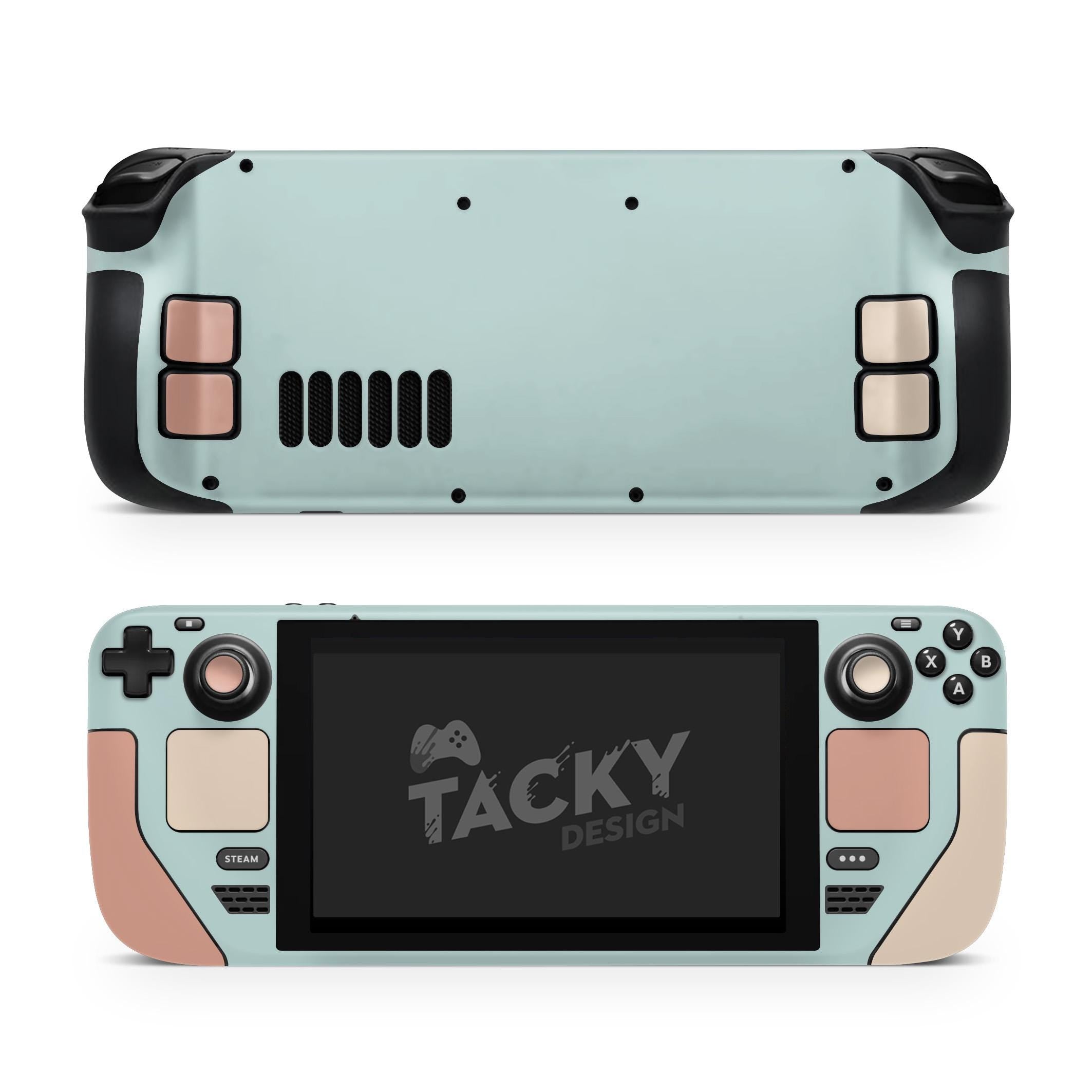 Color Blocking Steam Deck Skin Solid Color Steam Deck OLED Skin | Premium 3M Vinyl FullWrap Decal Pastel Blue & Terracotta - Tackydesign