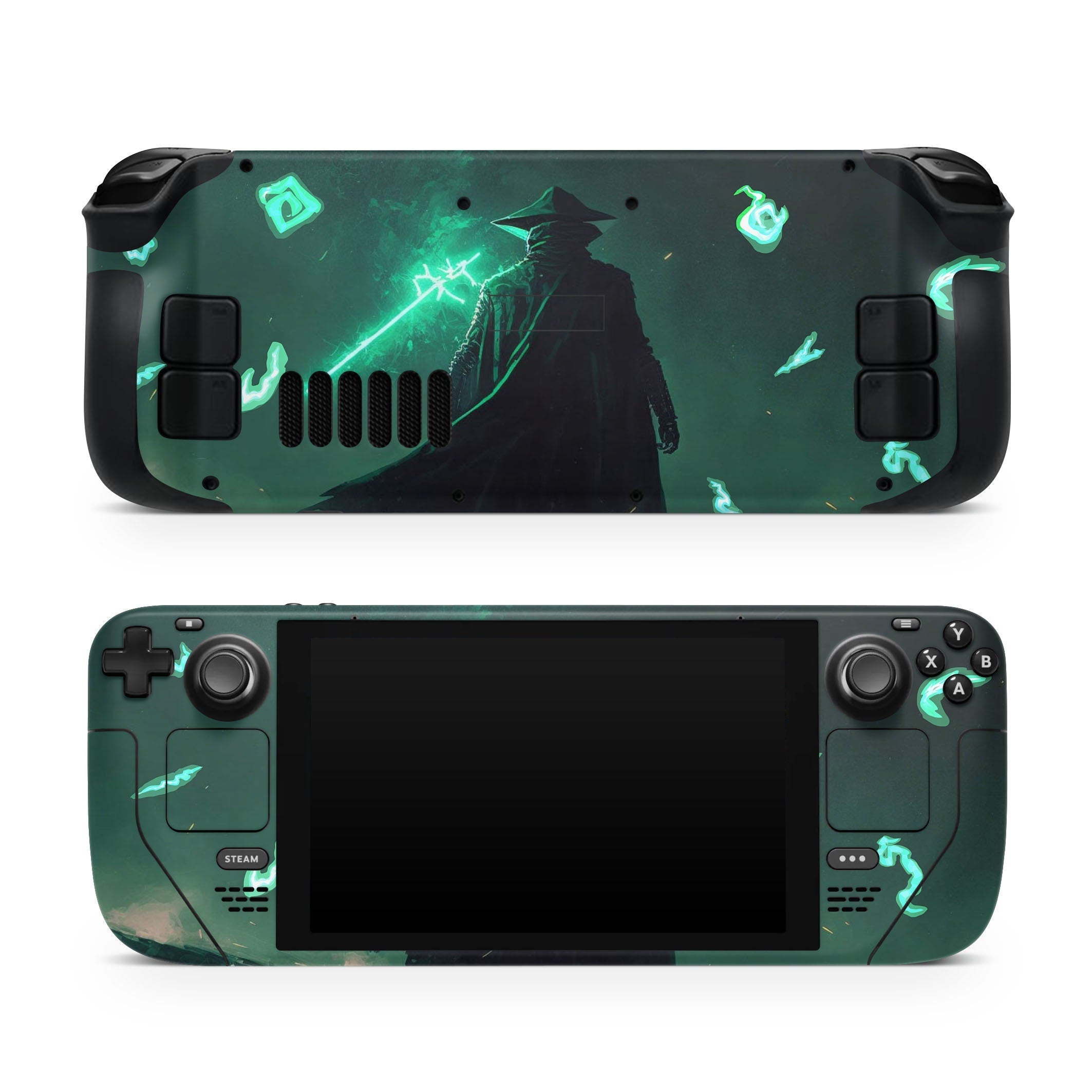 Fantasy Steam Deck skin, Green Color Glowing Symbols Skin Kawaii Steam Deck Decal Full Wrap cover Vinyl 3m Sticker - Tackydesign