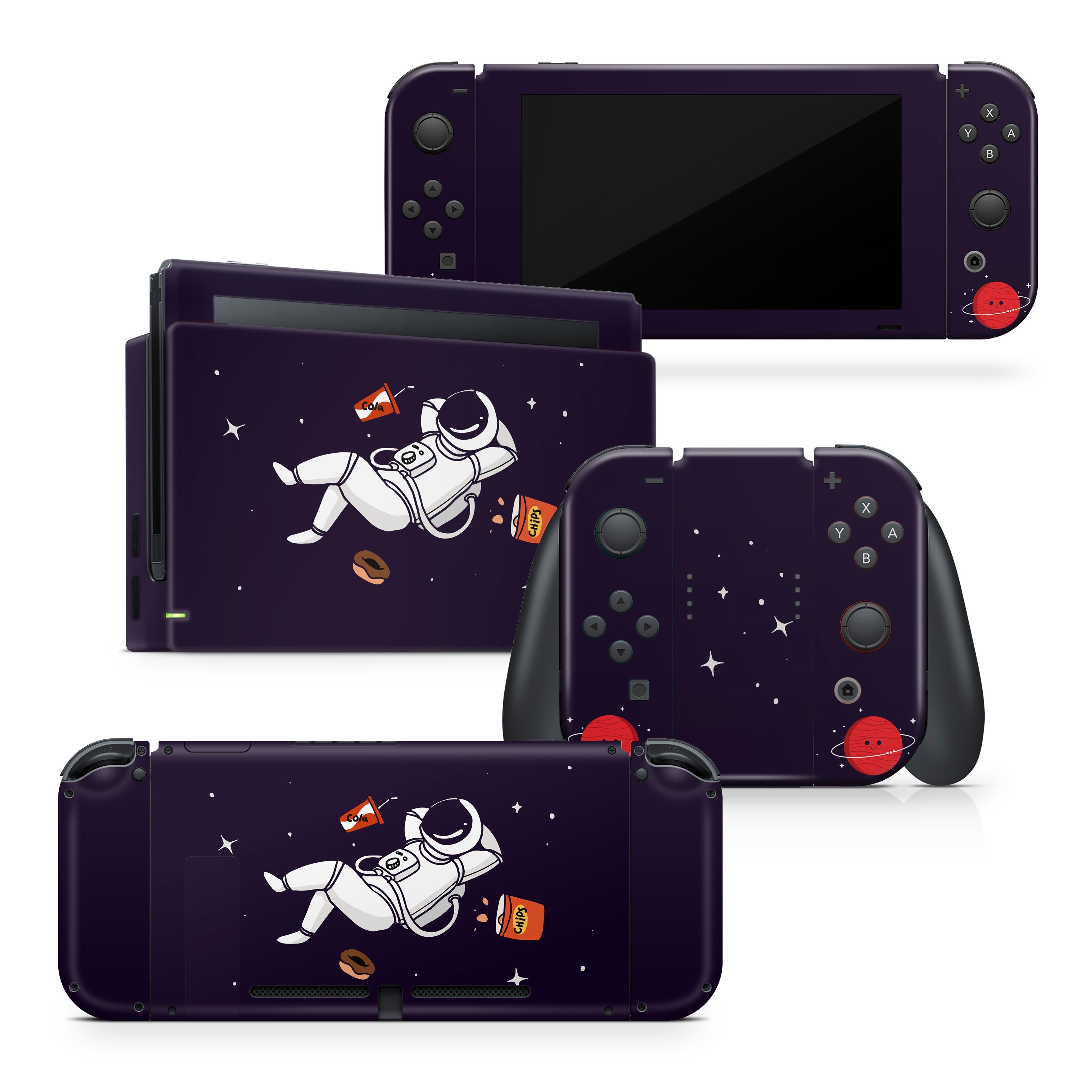 TACKY DESIGN Astronaut Nintendo Switch Skin Wrap | Purple Kawaii 3M Vinyl Full Cover Decal Stickers - Tackydesign