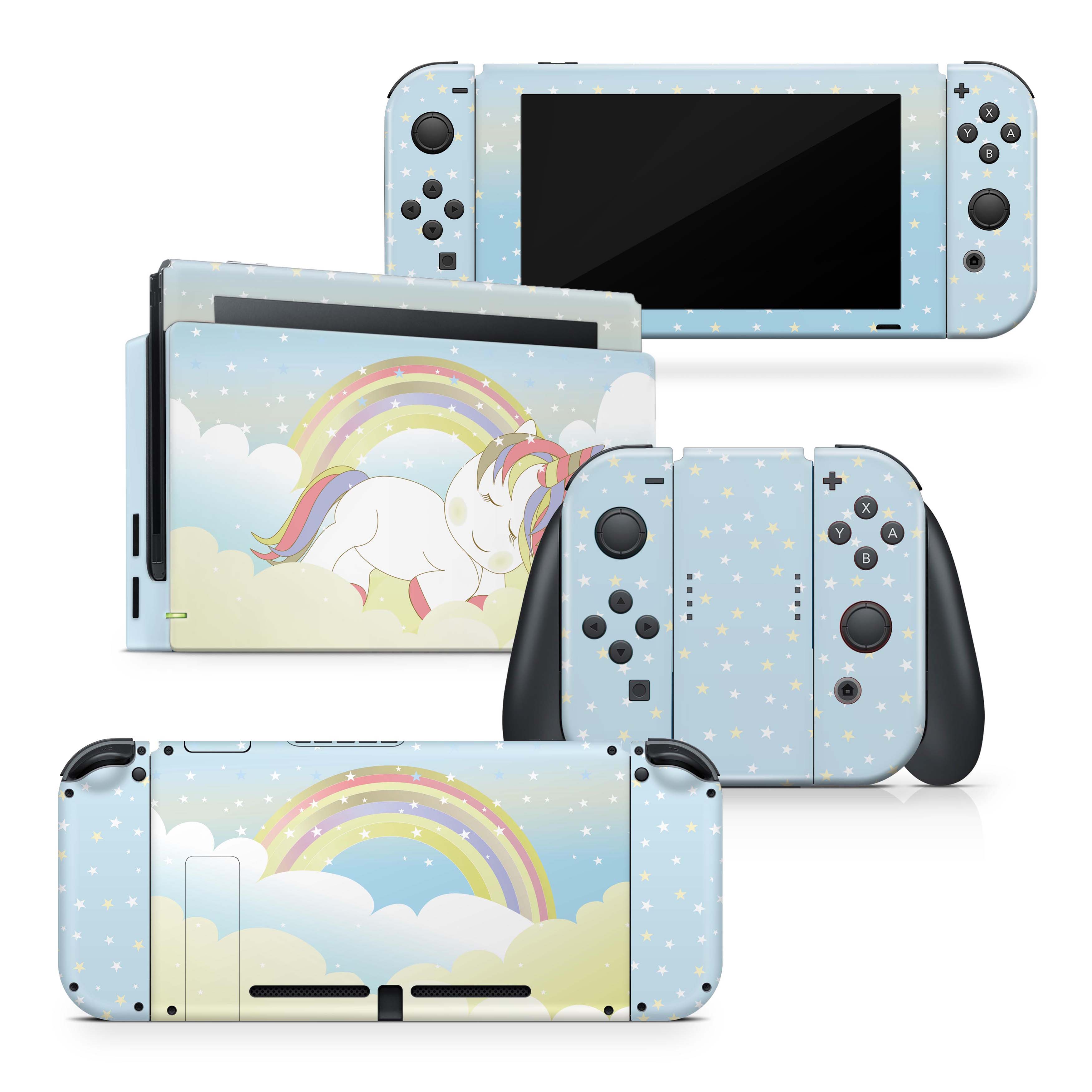 TACKY DESIGN Baby Unicorn Nintendo Switch Skin Wrap | Rainbow 3M Vinyl Cover - Tackydesign