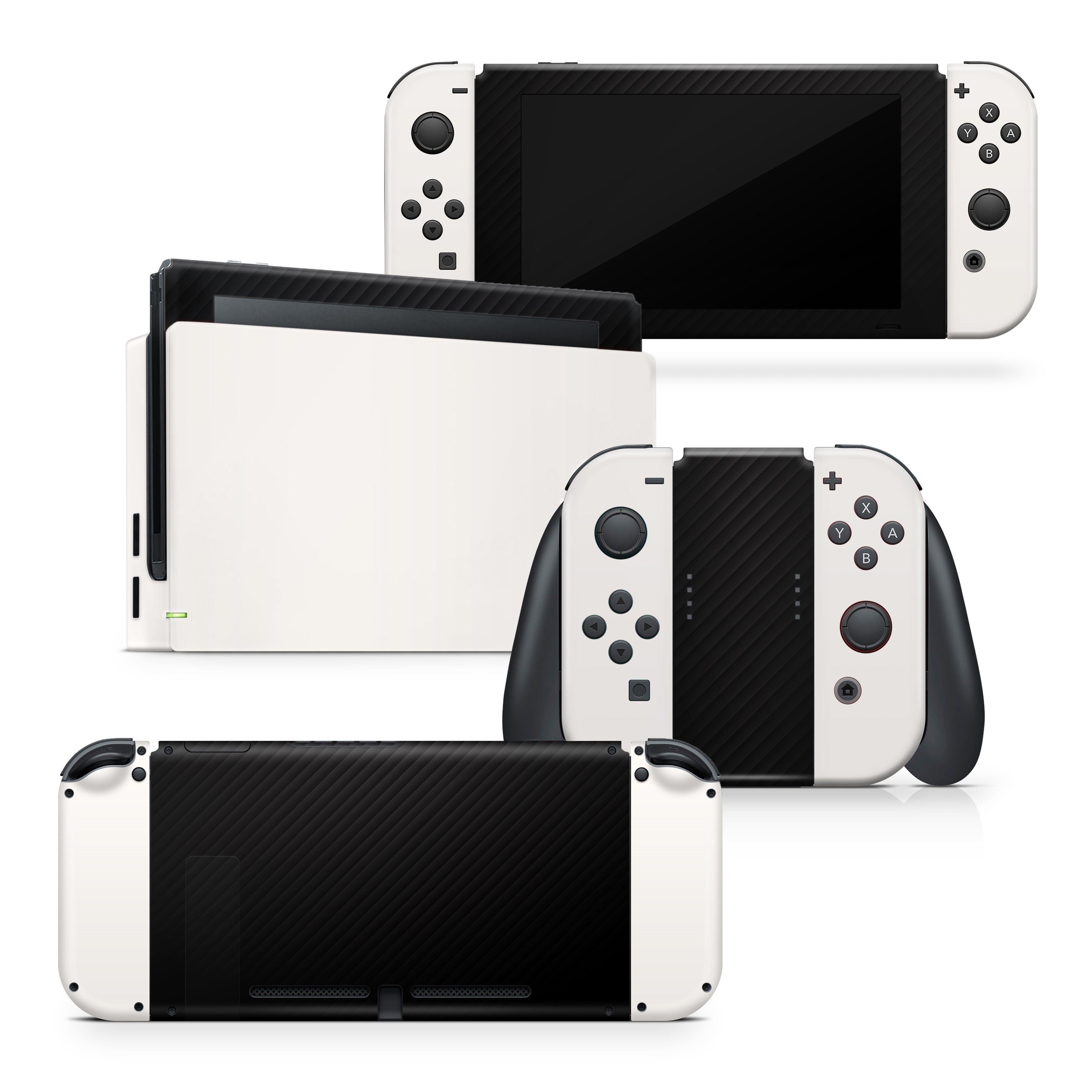 TACKY DESIGN Black & White Nintendo Switch Skin Wrap | Color Blocking 3M Vinyl Full Cover - Tackydesign