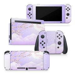 TACKY DESIGN Cherries Blossom Nintendo Switch Skin Wrap | Purple 3M Vinyl Full Cover - Tackydesign