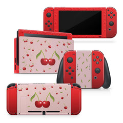 TACKY DESIGN Cherries Nintendo Switch Skin Wrap | Pastel Red Cute 3M Vinyl Full Cover - Tackydesign