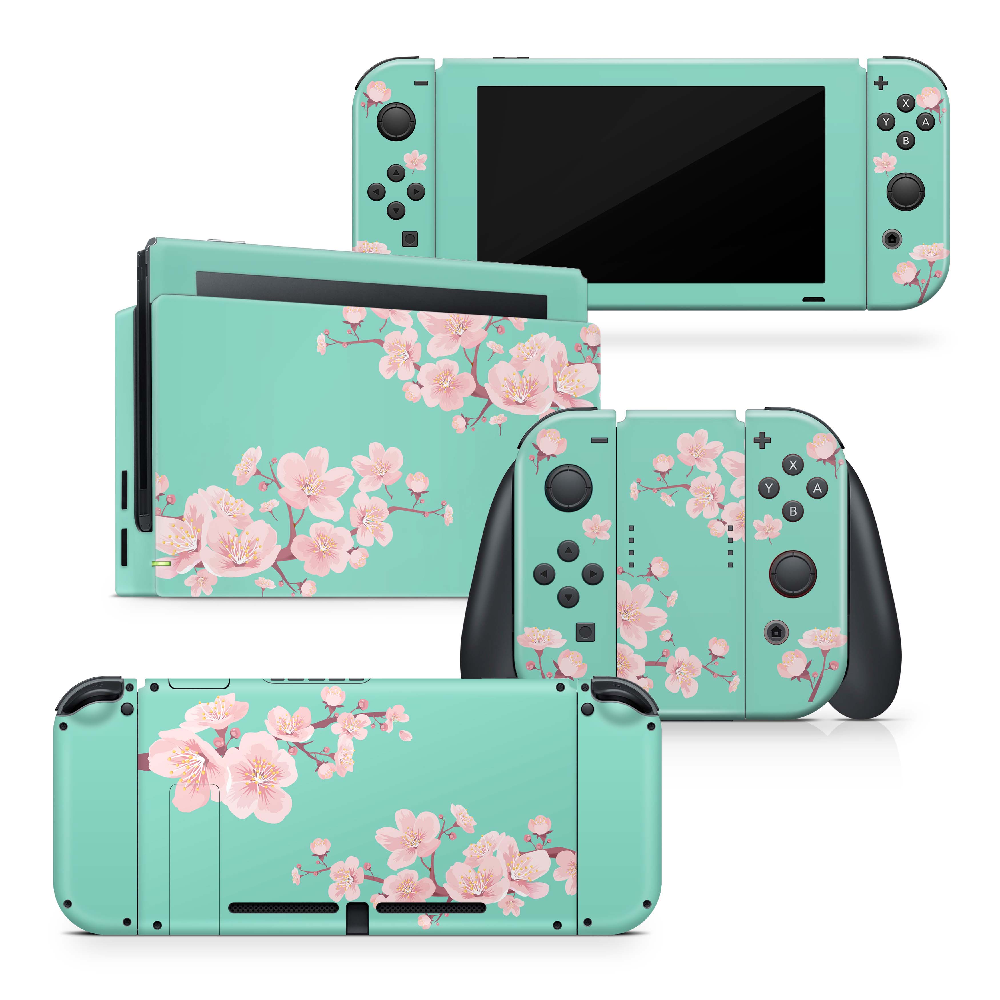 TACKY DESIGN Cherries Nintendo Switch Skin Wrap | Sakura Flowers 3M Vinyl Full Cover Decal Stickers - Tackydesign