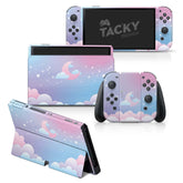 TACKY DESIGN Clouds Nintendo Switch OLED Skin Wrap | Moon Blue Pastel 3M Vinyl Full Cover - Tackydesign