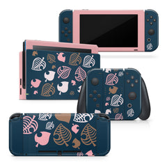 TACKY DESIGN Colorful Leaves Nintendo Switch Skin Wrap | Pink & Blue 3M Vinyl Full Cover - Tackydesign