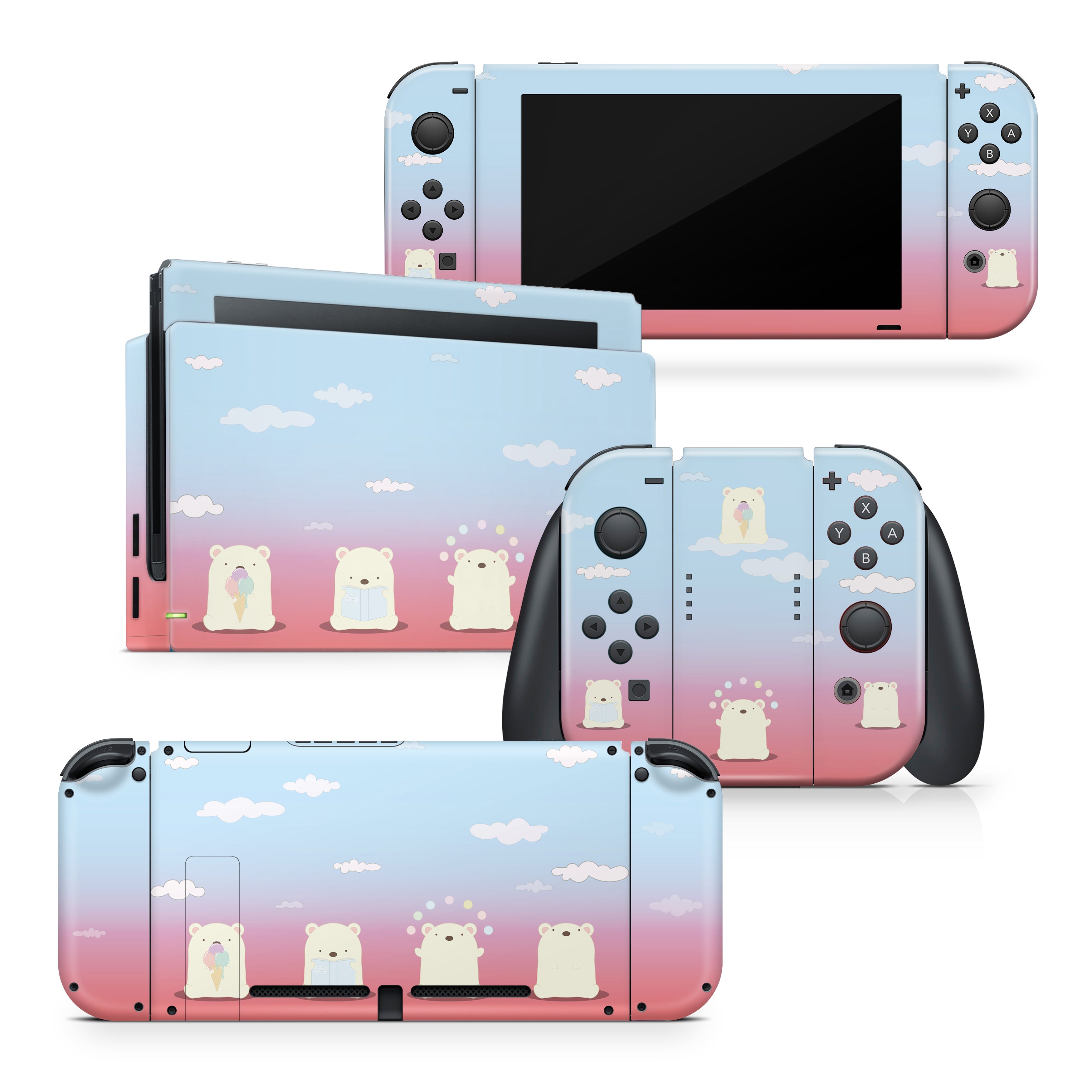 TACKY DESIGN Cute Bears Nintendo Switch Skin Wrap | Kawaii 3M Vinyl Full Cover - Tackydesign