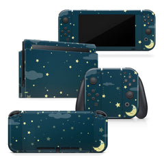 TACKY DESIGN Dark Blue Sky Nintendo Switch Skin Wrap | Clouds & Moon 3M Vinyl Cover - Tackydesign