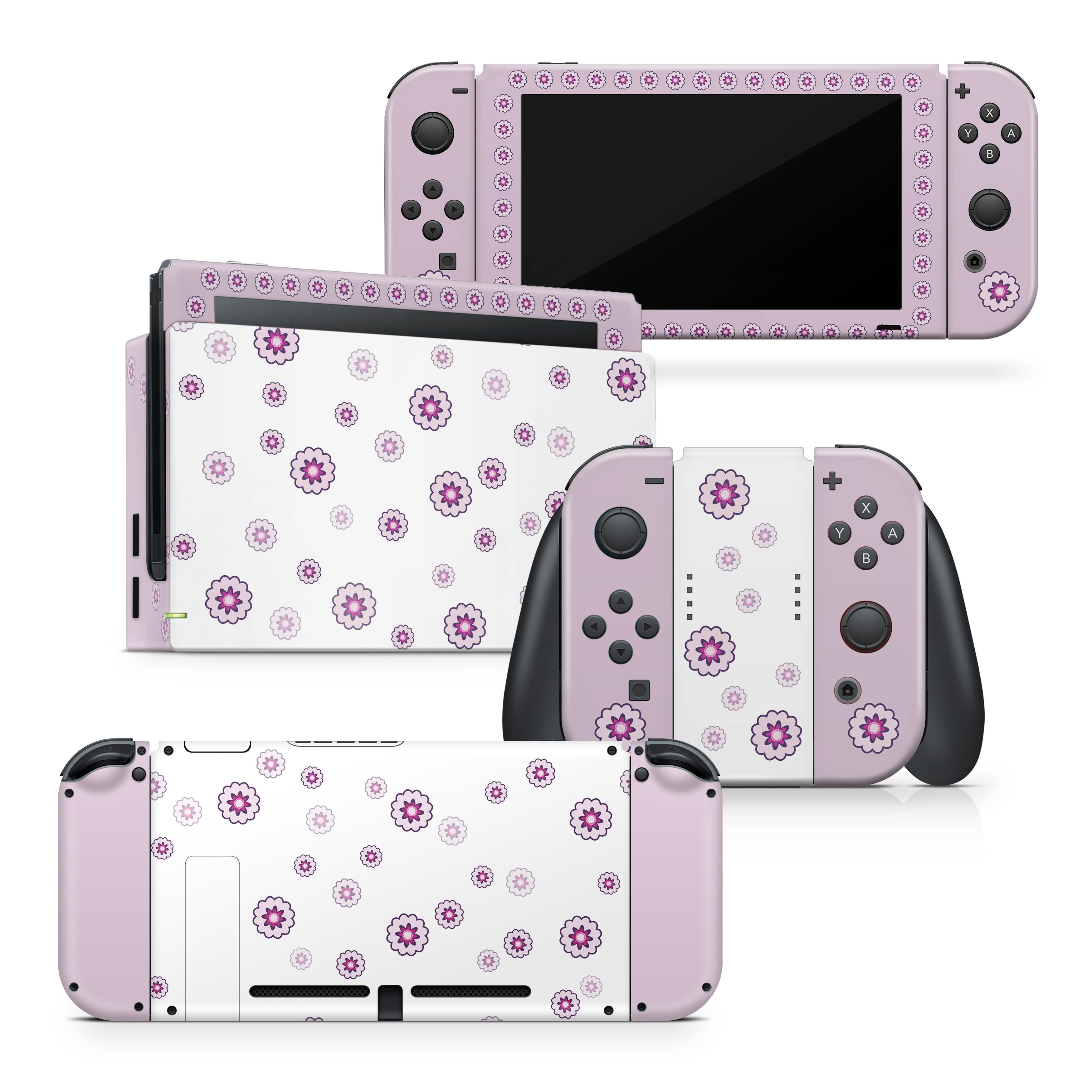 TACKY DESIGN Flowers Nintendo Switch Skin Wrap | Kawaii Pastel 3M Vinyl Cover - Tackydesign