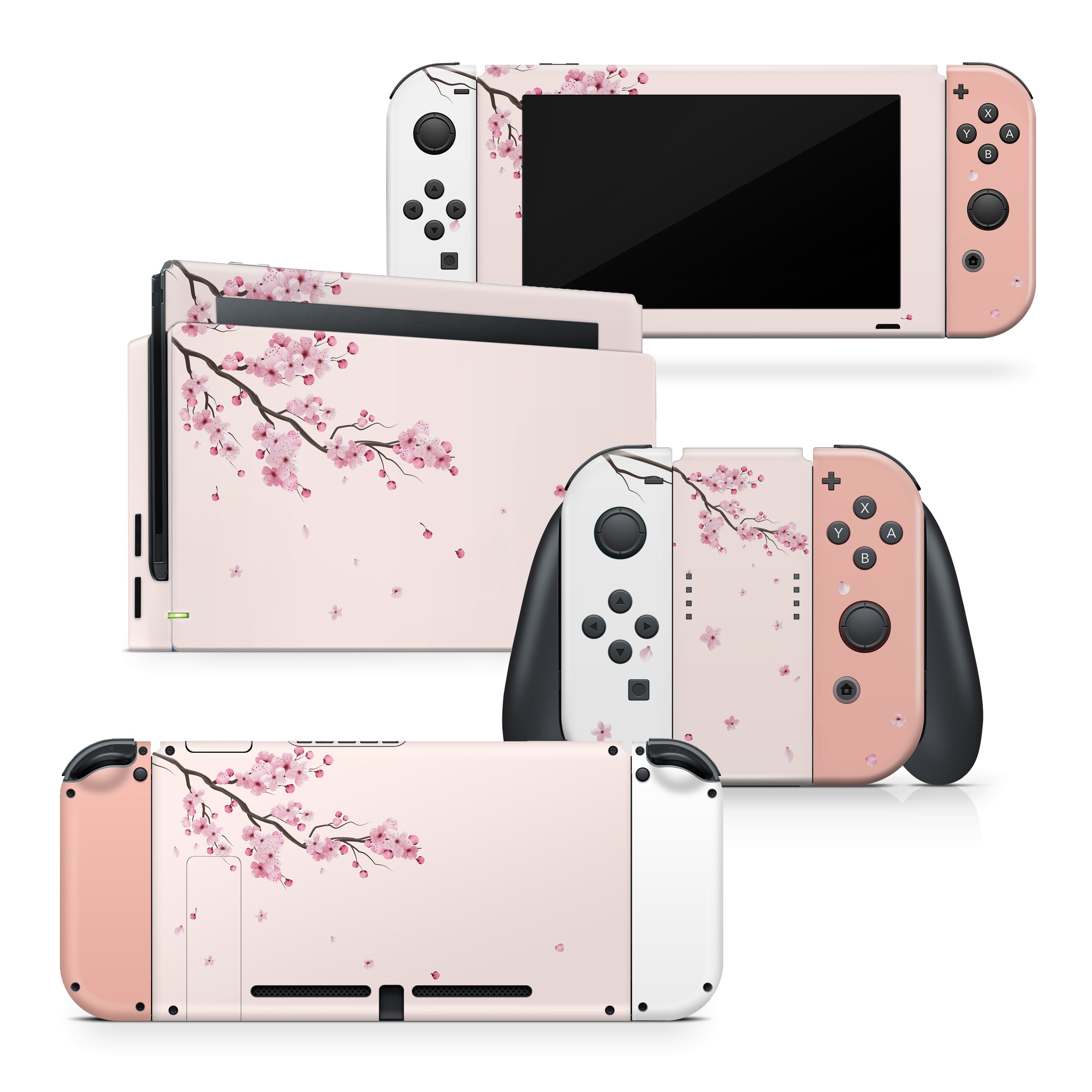TACKY DESIGN Flowers Sakura Nintendo Switch Skin Wrap | Beige 3M Vinyl Full Cover - Tackydesign