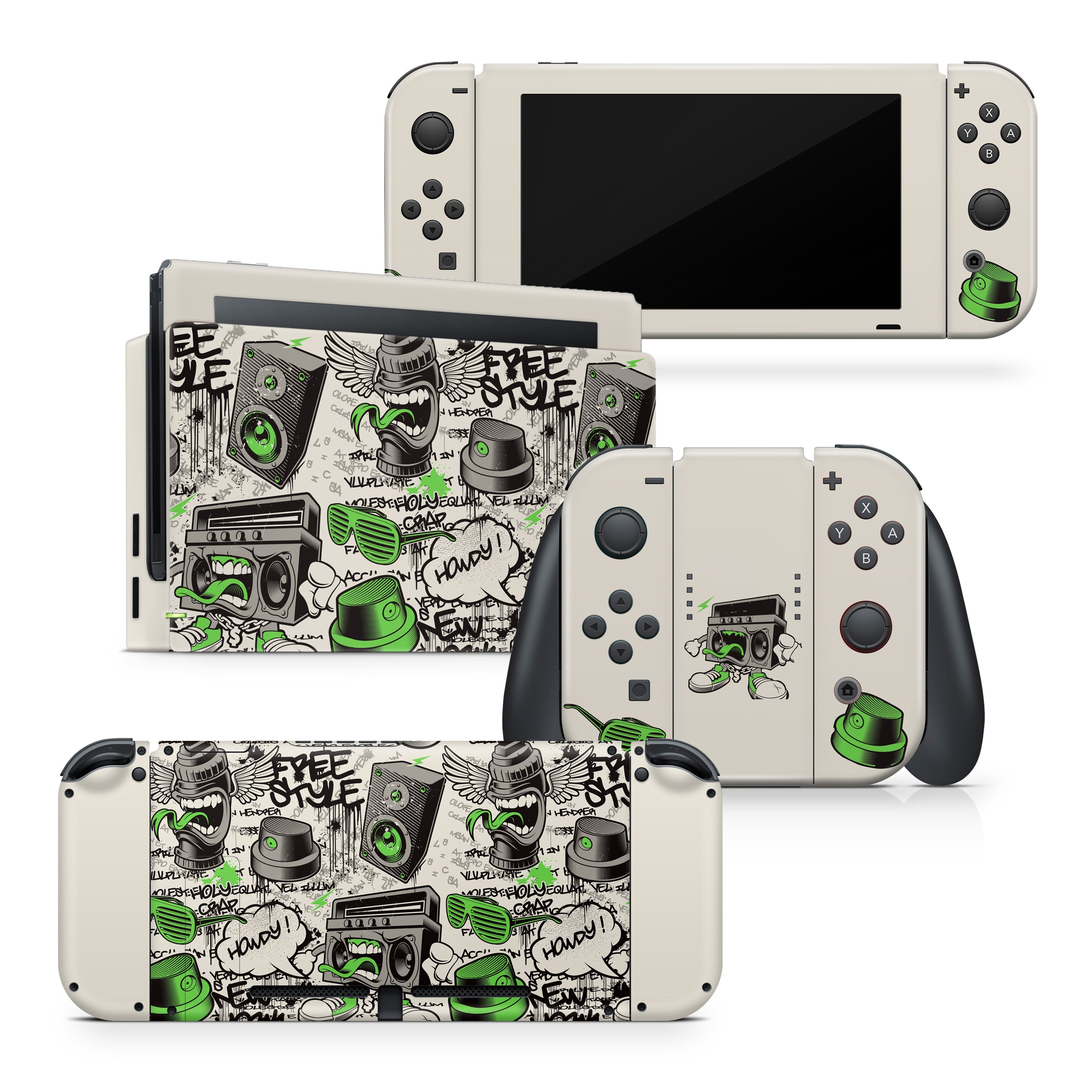 TACKY DESIGN Graffiti Nintendo Switch Skin Wrap | Halloween Green 3M Vinyl Cover - Tackydesign