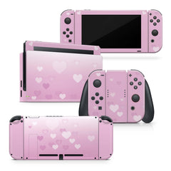 TACKY DESIGN Hearts Nintendo Switch Skin Wrap | Pastel Pink Hearts 3M Vinyl Full Cover - Tackydesign