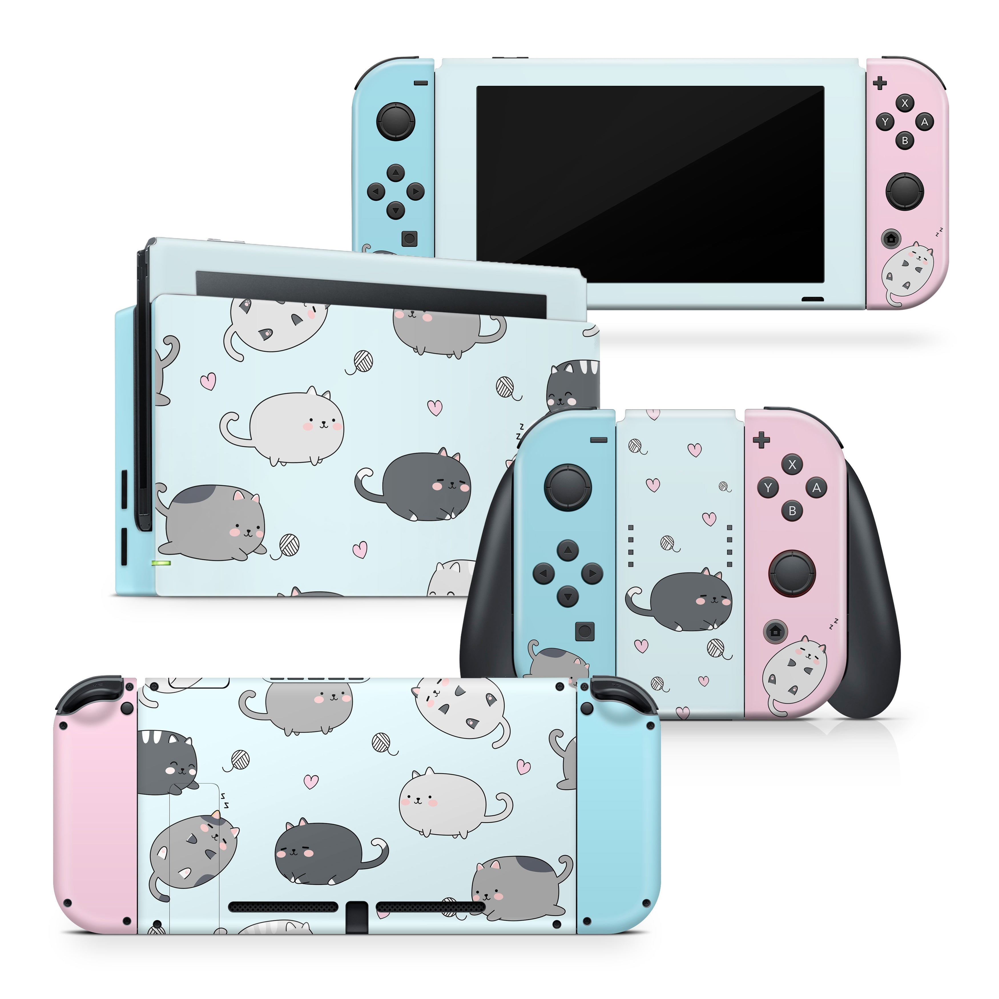 TACKY DESIGN Kawaii Nintendo Switch Skin Wrap | Cats Pet Pastel 3M Vinyl Full Cover - Tackydesign