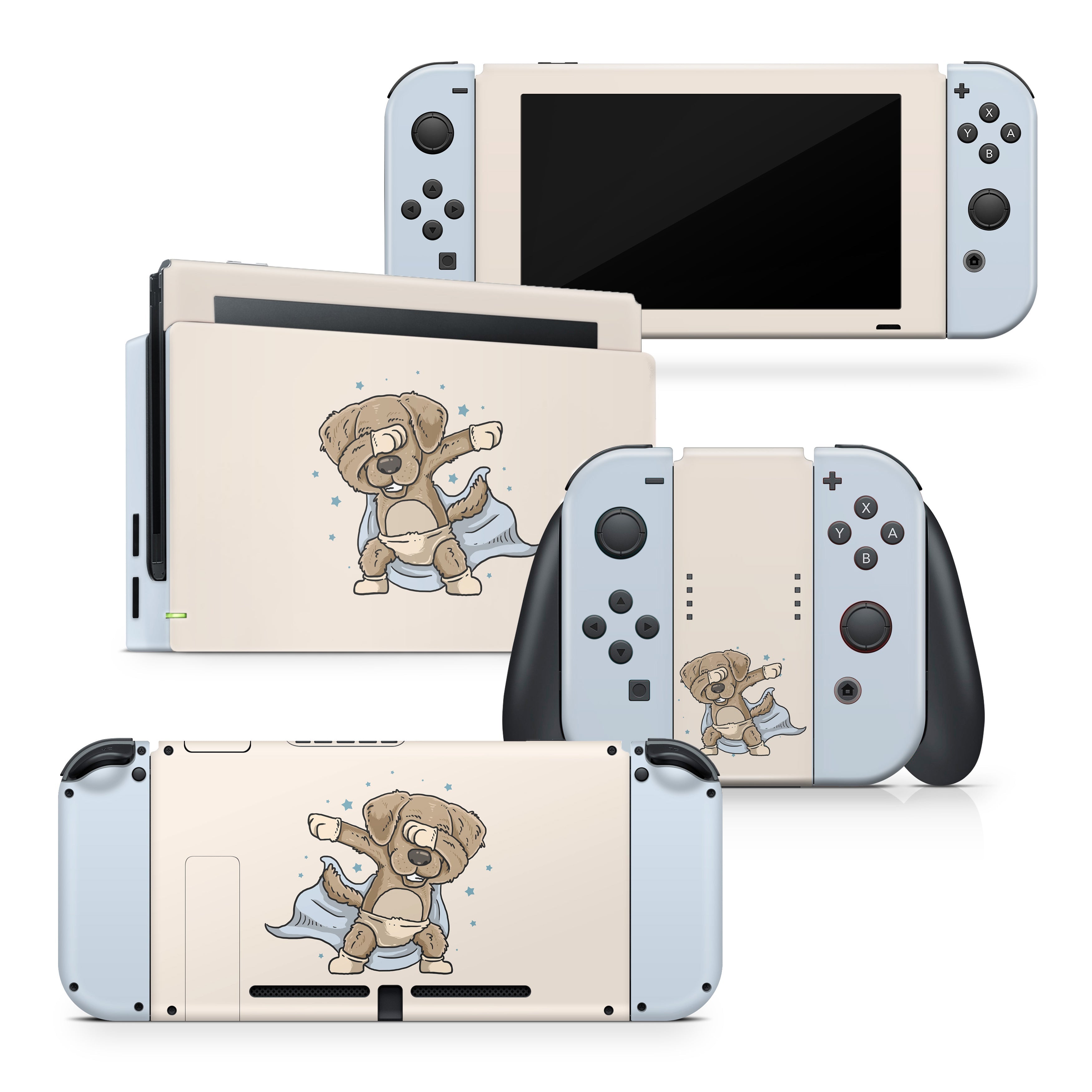 TACKY DESIGN Kawaii Nintendo Switch Skin Wrap | Cute Dog Pet 3M Vinyl Full Cover - Tackydesign