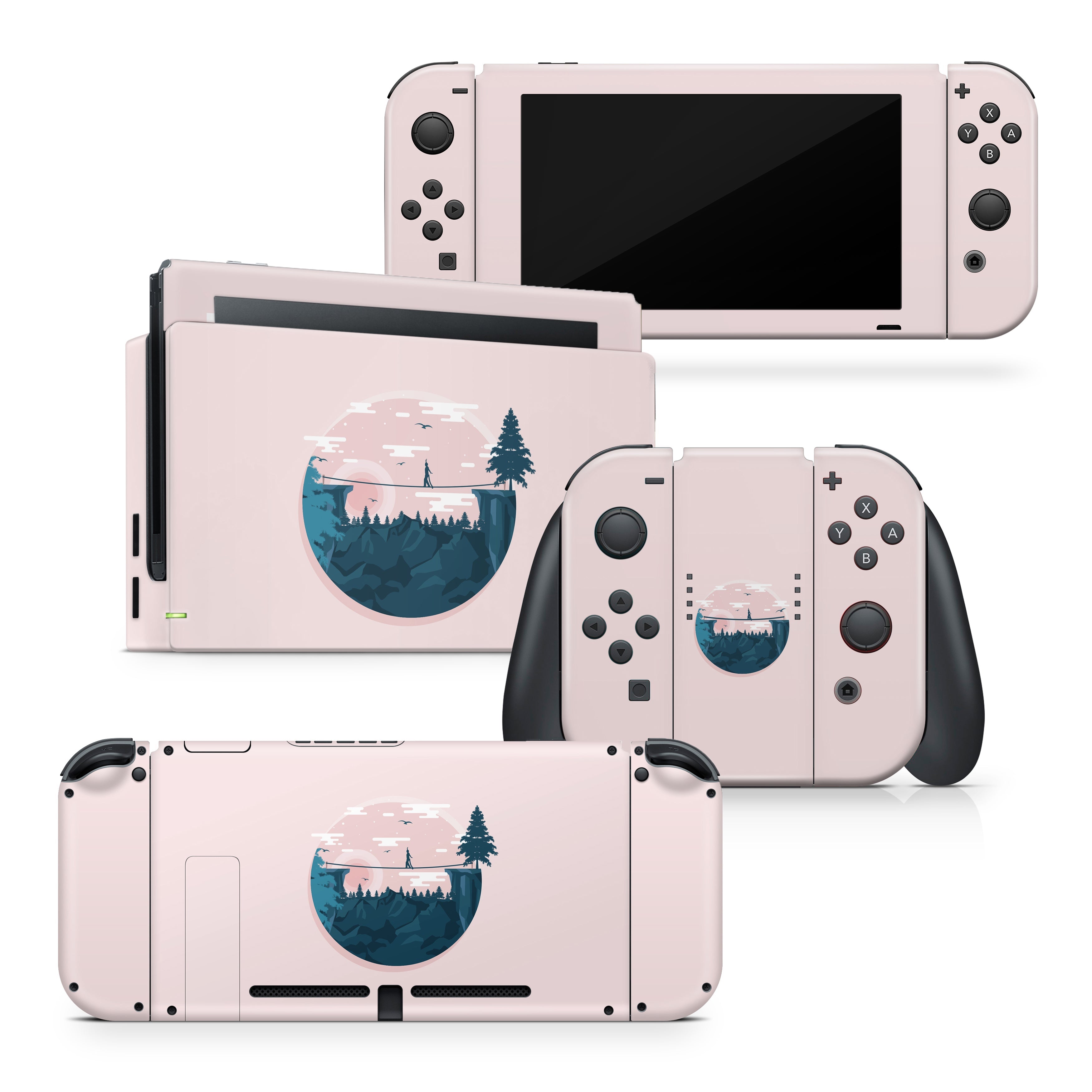 TACKY DESIGN Mountain Nintendo Switch Skin Wrap | Pink 3M Vinyl Full Cover Decal Stickers - Tackydesign