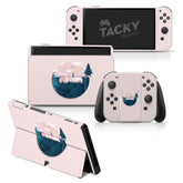 TACKY DESIGN Mountains Nintendo Switch OLED Skin Wrap | Pastel Pink Tightrope 3M Vinyl Full Cover - Tackydesign