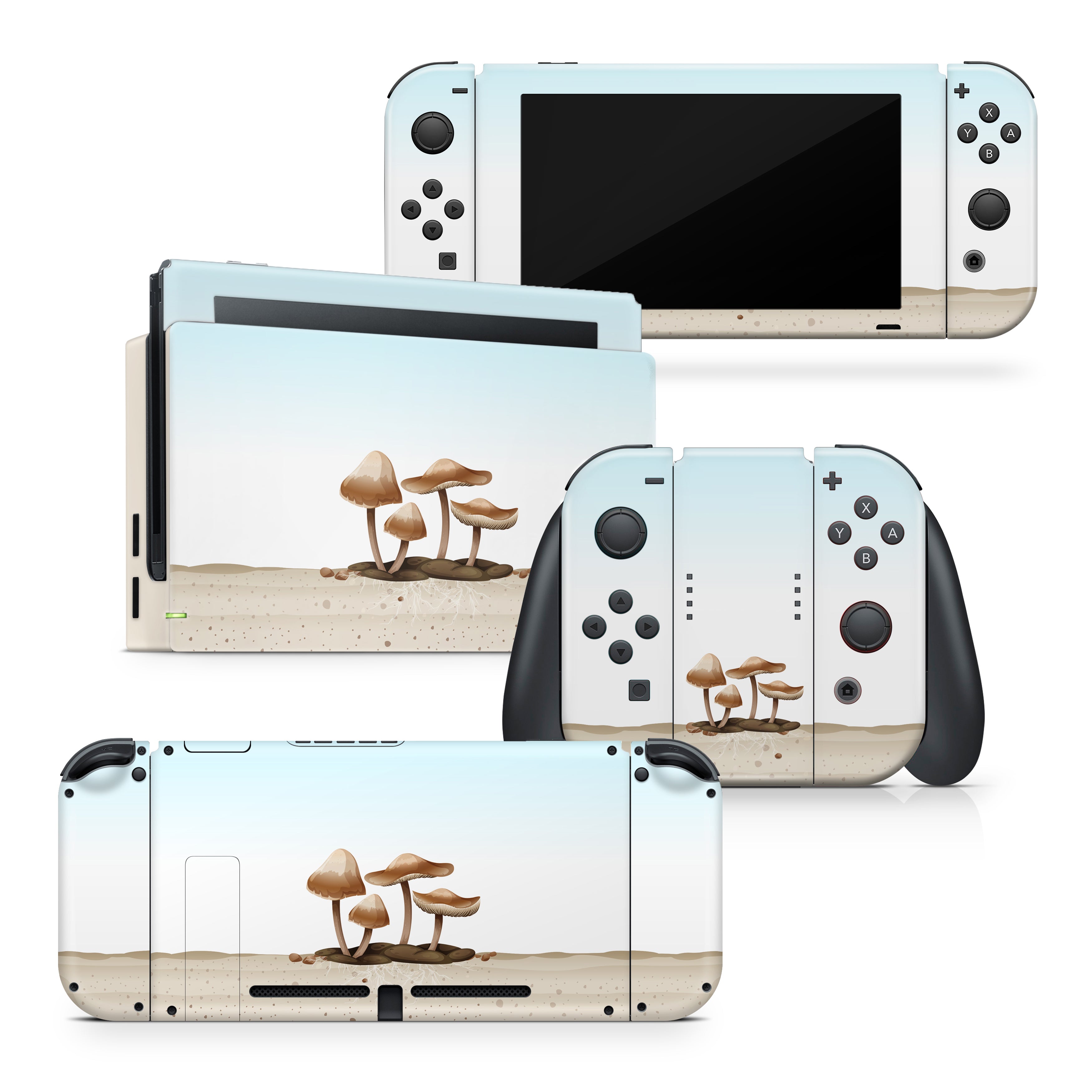 TACKY DESIGN Mushroom Nintendo Switch Skin Wrap | Kawaii Desert Pastel 3M Vinyl Cover - Tackydesign