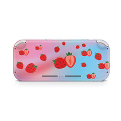 TACKY DESIGN Nintendo Switch Lite Skin Wrap | Cute Strawberry Fruit Pastel Pink & Blue 3M Vinyl Full Cover - Tackydesign