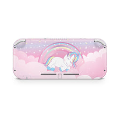 TACKY DESIGN Nintendo Switch Lite Skin Wrap | Pastel Pink Unicorn Rainbow 3M Vinyl Full Cover - Tackydesign