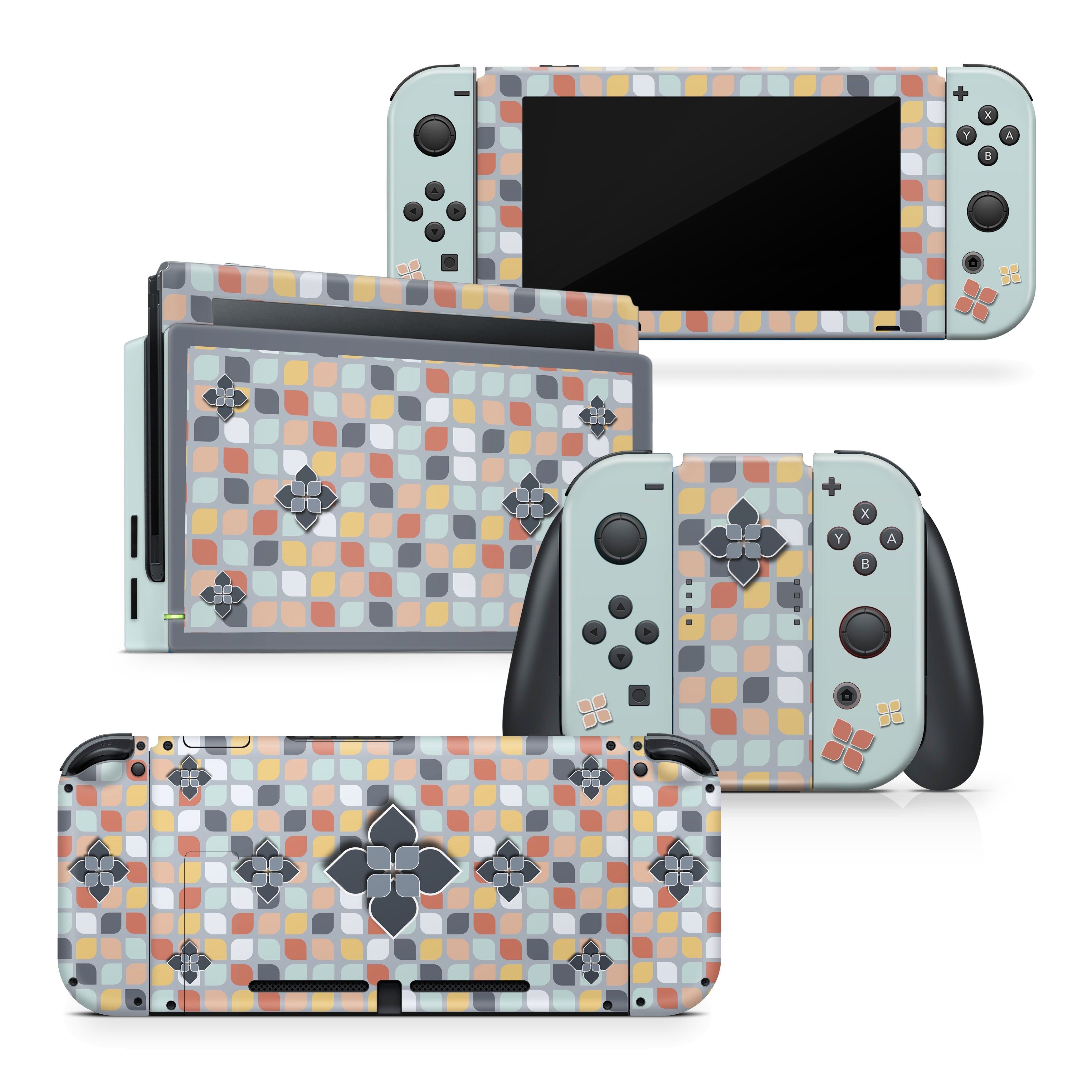 TACKY DESIGN Nintendo Switch Skin Wrap | Mosaic Blue 3M Vinyl Full Cover - Tackydesign