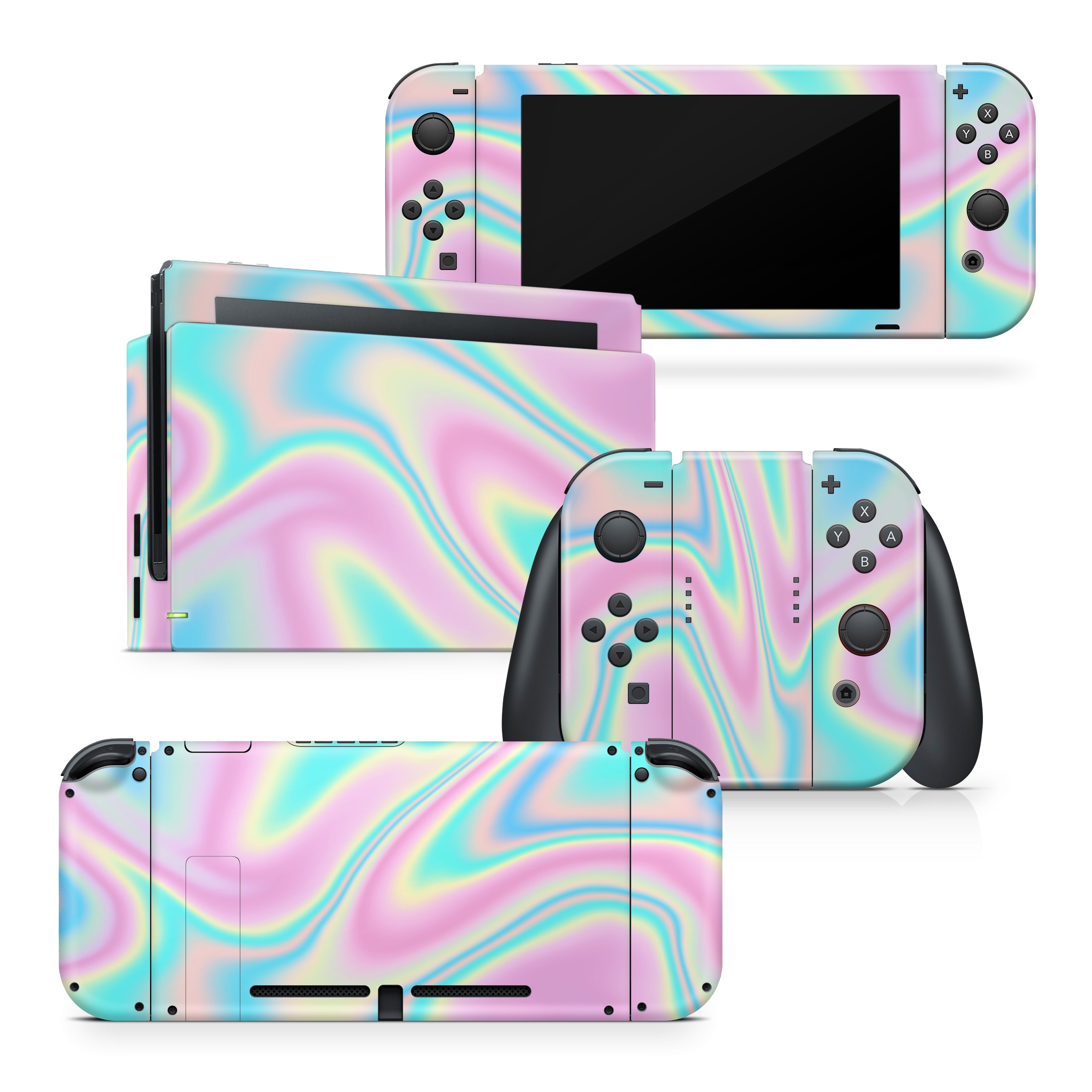 TACKY DESIGN Opal Iridescent Swirl Pattern Nintendo Switch Skin Wrap | 3M Vinyl Full Cover - Tackydesign
