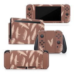 TACKY DESIGN Pampus Nintendo Switch Skin Wrap | Brown Floral 3M Vinyl Full Cover Decal Stickers - Tackydesign