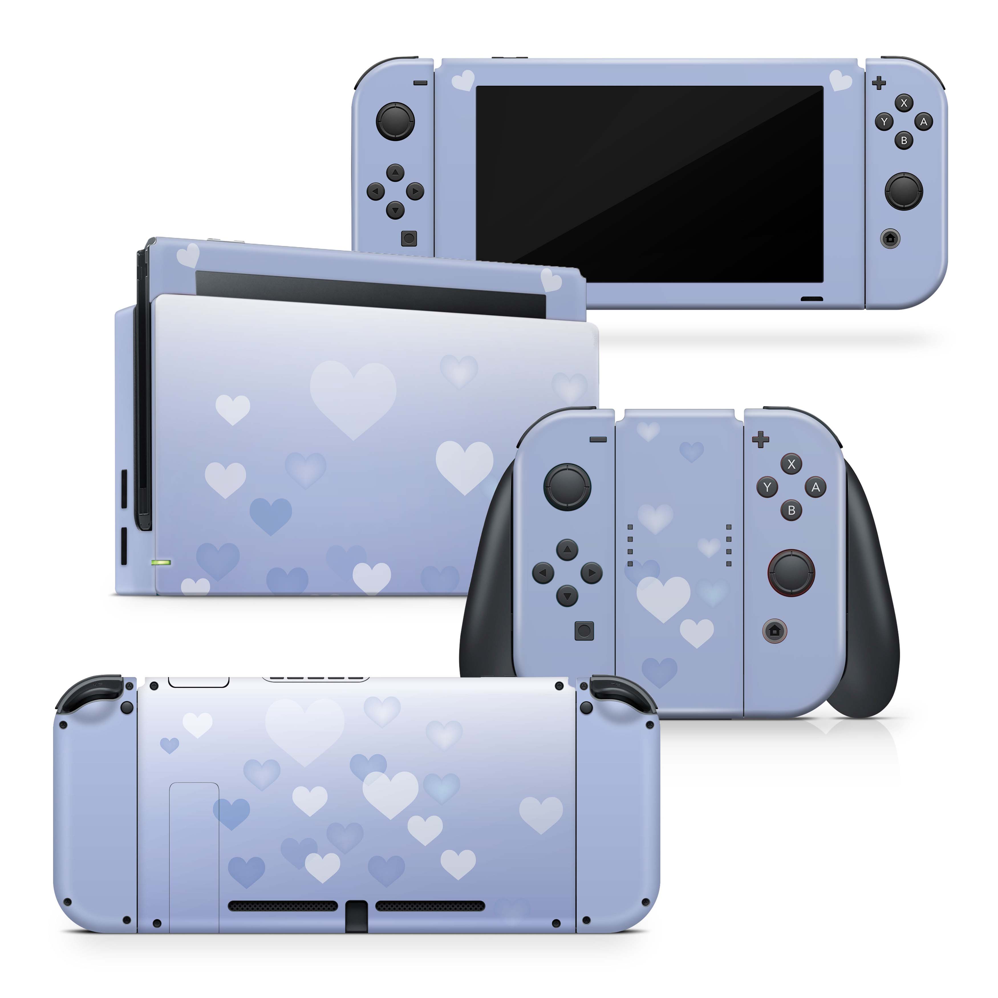 TACKY DESIGN Pastel Hearts Nintendo Switch Skin Wrap | Blue 3M Vinyl Cover - Tackydesign