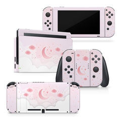 TACKY DESIGN Pastel Pink Clouds Nintendo Switch Skin Wrap | Moon 3M Vinyl Full Cover - Tackydesign