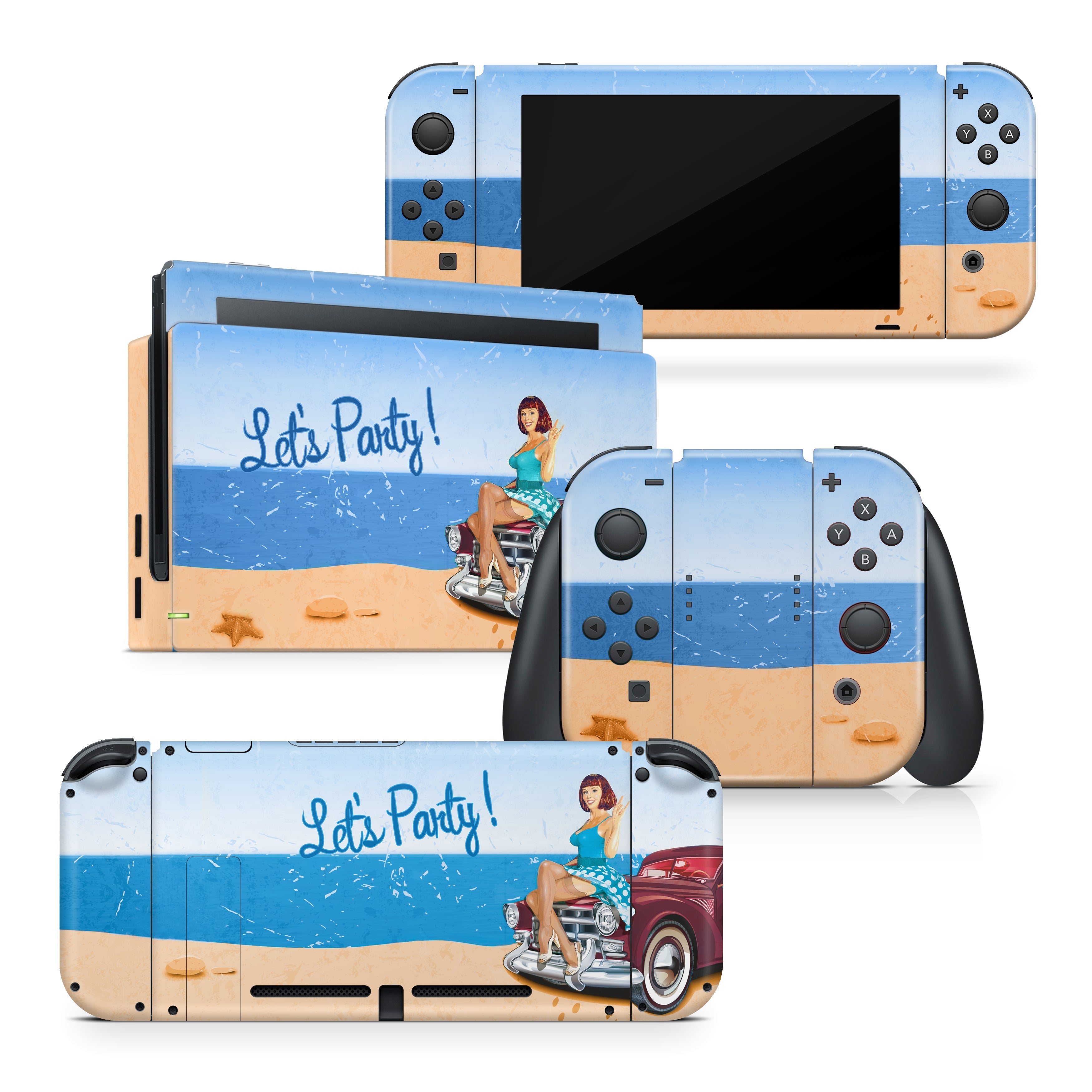 TACKY DESIGN Pin - Up Girls Car Nintendo Switch Skin Wrap | Retro 3M Vinyl Full Cover - Tackydesign