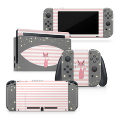 TACKY DESIGN Pink Cat Nintendo Switch Skin Wrap | Kawaii 3M Vinyl Full Cover - Tackydesign