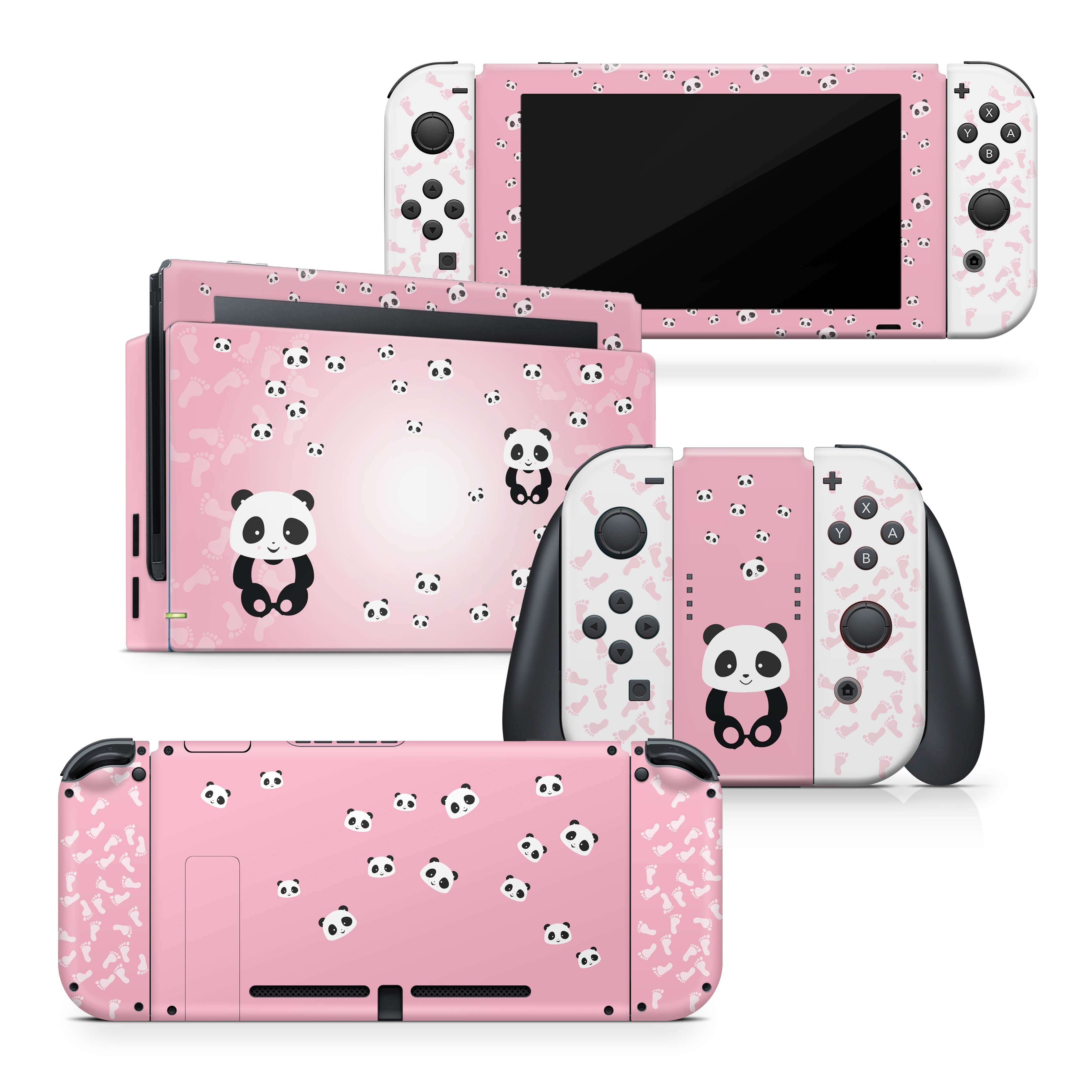 TACKY DESIGN Pink Panda Nintendo Switch Skin Wrap | 3M Vinyl Full Cover - Tackydesign