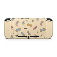 TACKY DESIGN Retro Gaming Nintendo Switch Skin Wrap | Brown Cute 3M Vinyl Full Cover - Tackydesign
