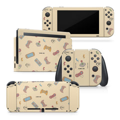 TACKY DESIGN Retro Gaming Nintendo Switch Skin Wrap | Brown Cute 3M Vinyl Full Cover - Tackydesign