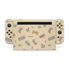 TACKY DESIGN Retro Gaming Nintendo Switch Skin Wrap | Brown Cute 3M Vinyl Full Cover - Tackydesign