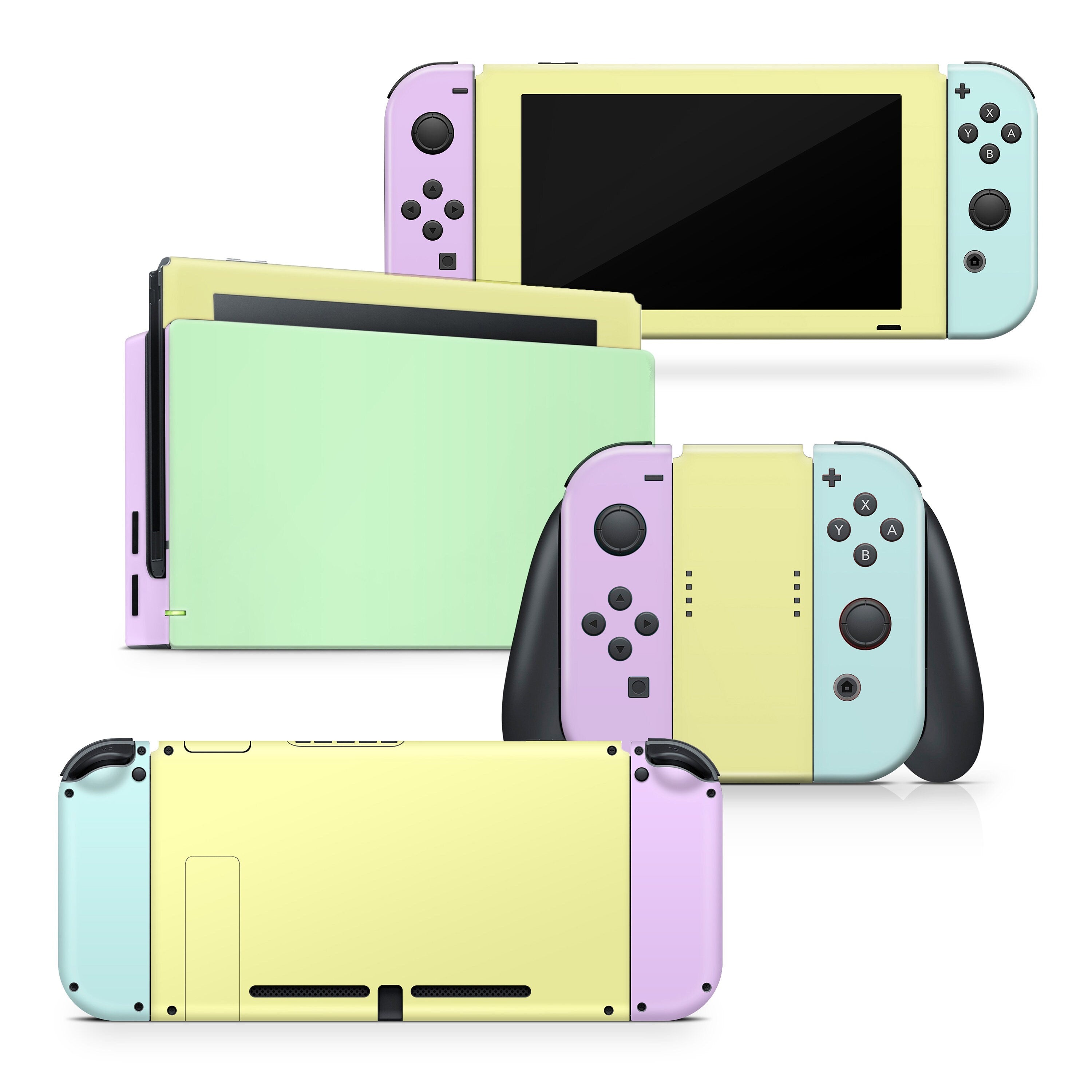 TACKY DESIGN Retro Pastel Nintendo Switch Skin Wrap | Color Blocking 3M Vinyl Full Cover - Tackydesign