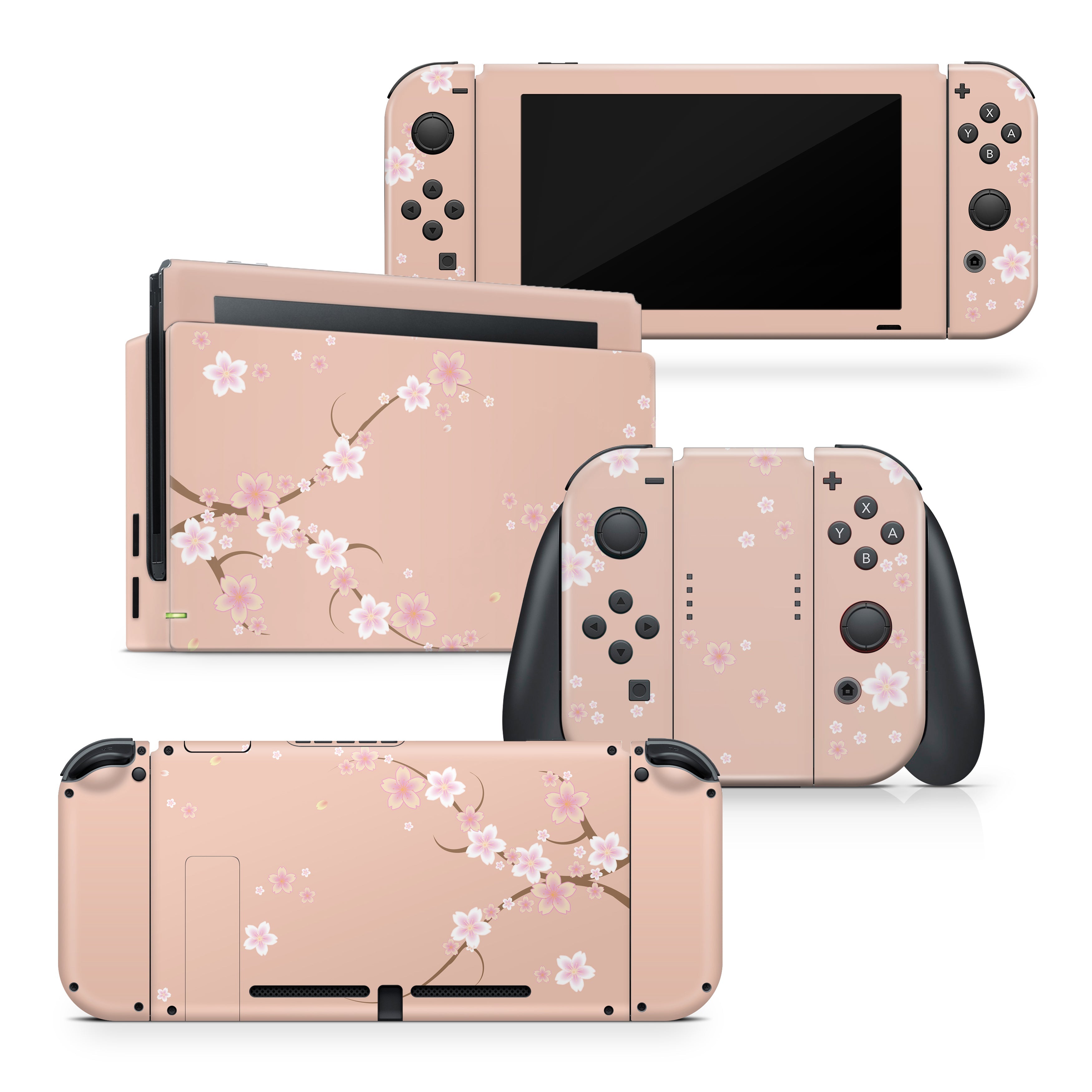 TACKY DESIGN Sakura Floral Nintendo Switch Skin Wrap | Beige 3M Vinyl Full Cover - Tackydesign