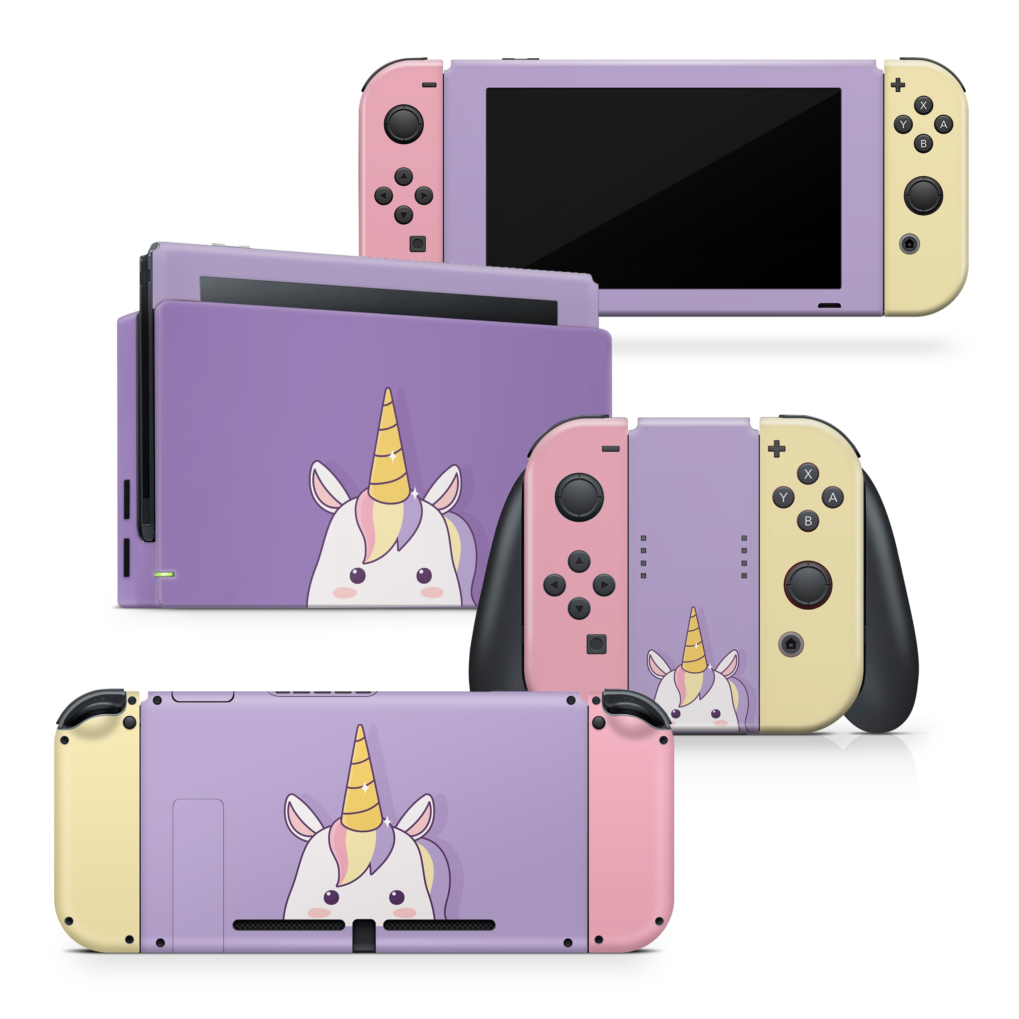 TACKY DESIGN Unicorn Nintendo Switch Skin Wrap | Purple Cute Kawaii 3M Vinyl Cover - Tackydesign
