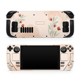Watercolor Flowers Steam Deck Skin Steam Deck OLED Skin & LCD, Beige Floral, Full Wrap 3M Vinyl Cover - Tackydesign