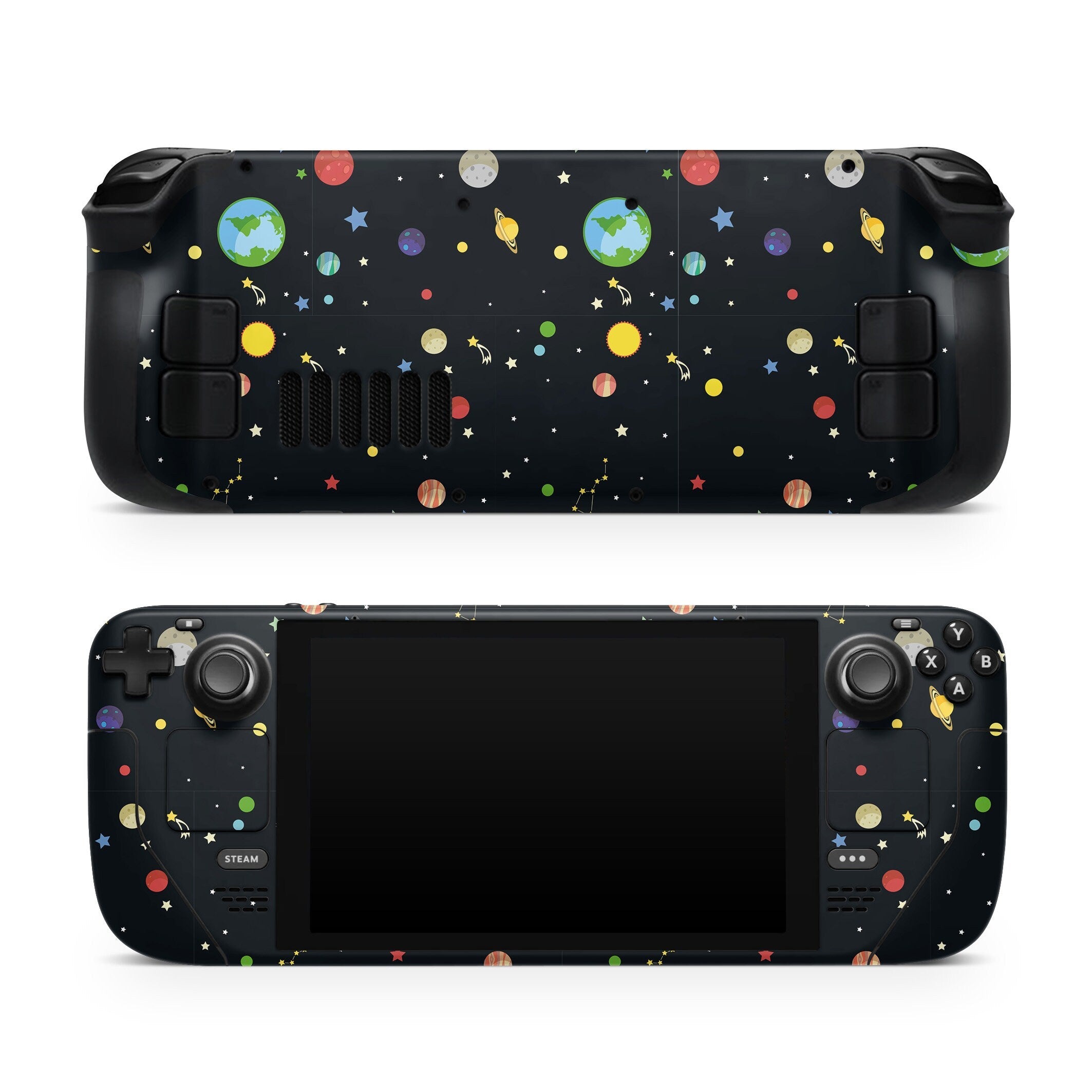 Cute Galaxy Steam Deck skin, Kawaii Planets Steam Deck Decal Blue color Full Wrap cover Vinyl 3m Sticker - Tackydesign