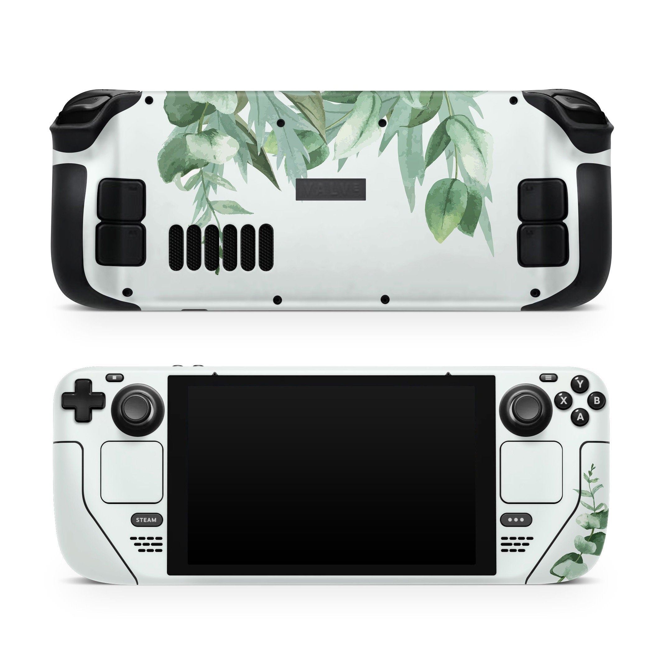 Cute Leaves Steam Deck skin, Kawaii Green color steam deck Decal Full Wrap cover Vinyl 3m Sticker - Tackydesign