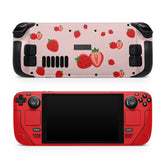Cute Strawberry Steam Deck skin, Kawaii Red color steam deck Decal Full Wrap cover Vinyl 3m Sticker - Tackydesign