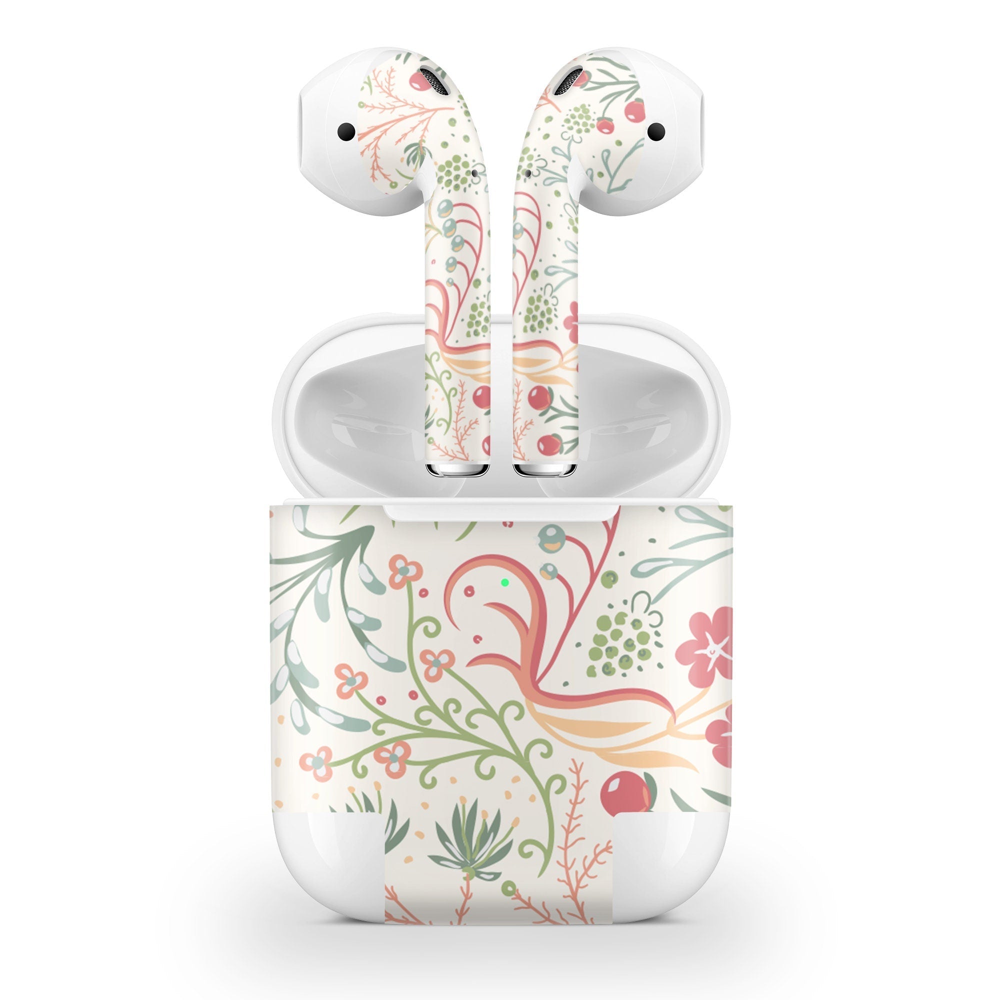 Floral Apple Airpod Skins, Flowery Airpods Sticker for airpods 1 & 2 Vinyl 3m, Airpods skin earbuds, Airpods Protective Full wrap Cover - Tackydesign