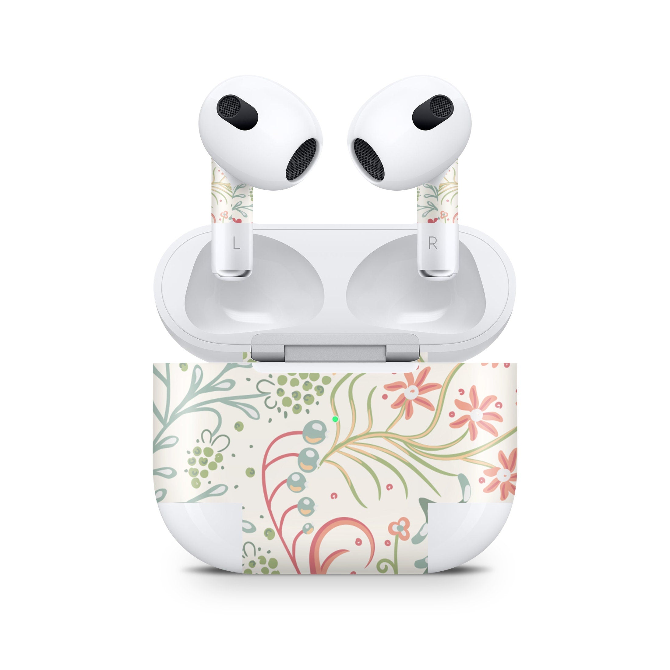 Floral Apple Airpod Skins, Flowery Airpods Sticker for Airpods 3 skin Vinyl 3m, Airpods skin earbuds, Airpods Protective Full wrap Cover - Tackydesign