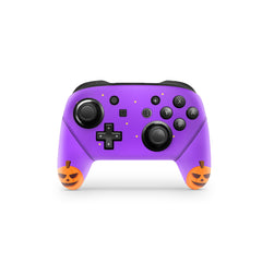 Halloween Nintendo Switch Pro Controller Skin Spooky Pumpkin, Purple pro controller Full cover 3m - Tackydesign