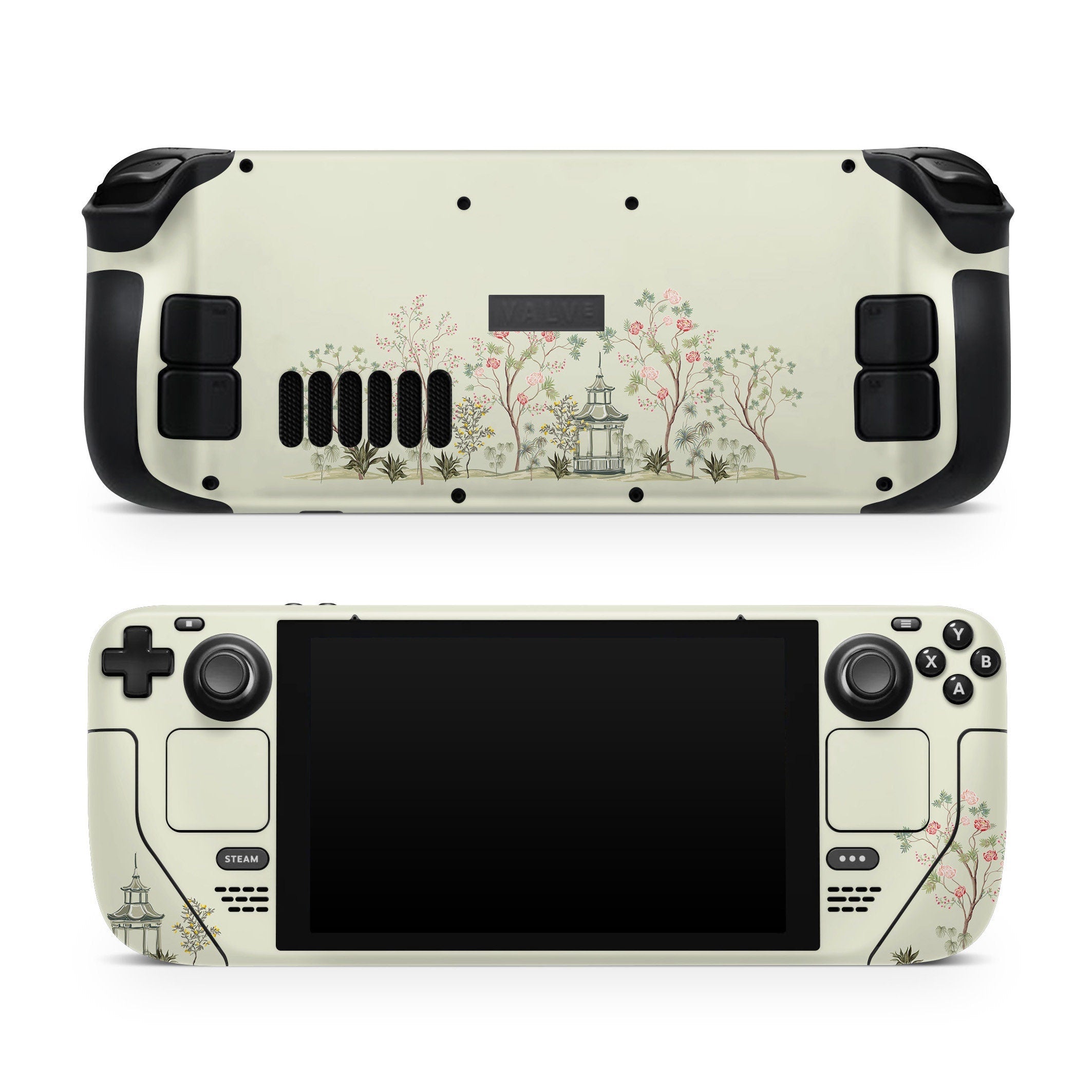 Japanese Sakura Steam Deck skin, Zodiac Cherry Blossom Steam Deck Kawaii Beige Color Decal Full Wrap cover Vinyl 3m Sticker - Tackydesign