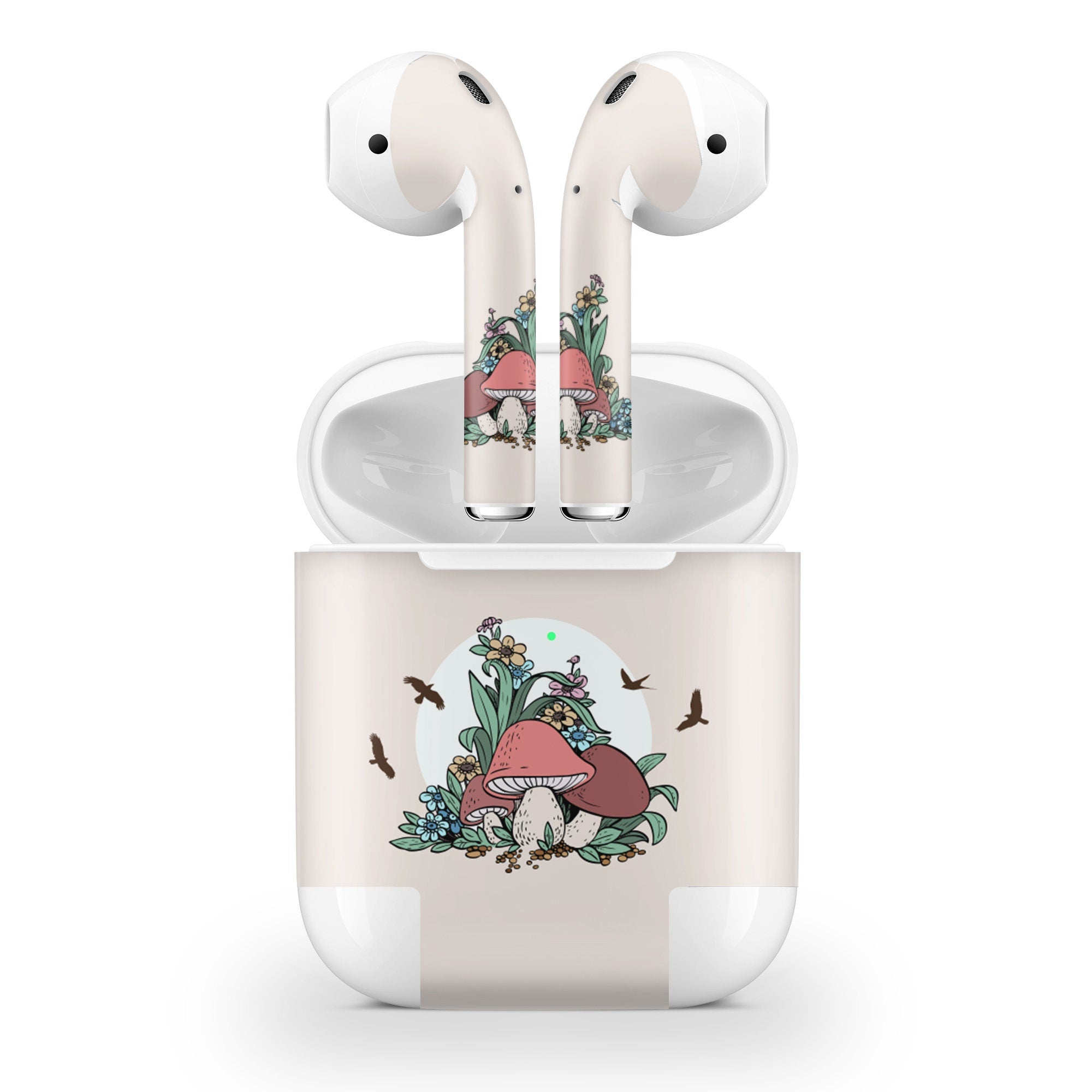 Kawaii Apple Airpod Skins, Mushroom Airpods Sticker for airpods 1 & 2 Vinyl 3m, Airpods skin earbuds, Airpods Protective Full wrap Cover - Tackydesign