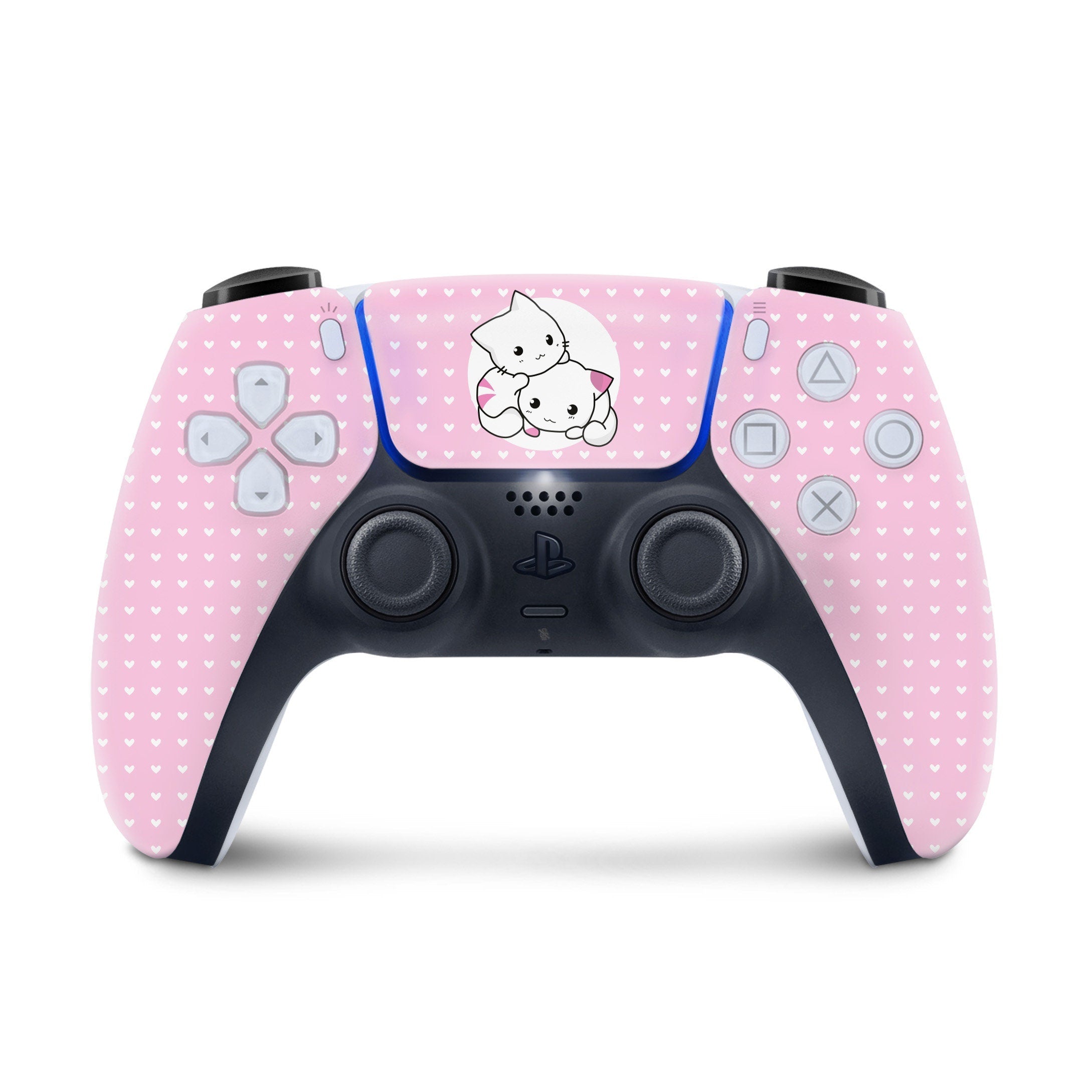 Kawaii ps5 controller skin, Pastel pink Vinyl 3m stickers for Playstation 5 controller, Cute cat Full wrap decal cover - Tackydesign