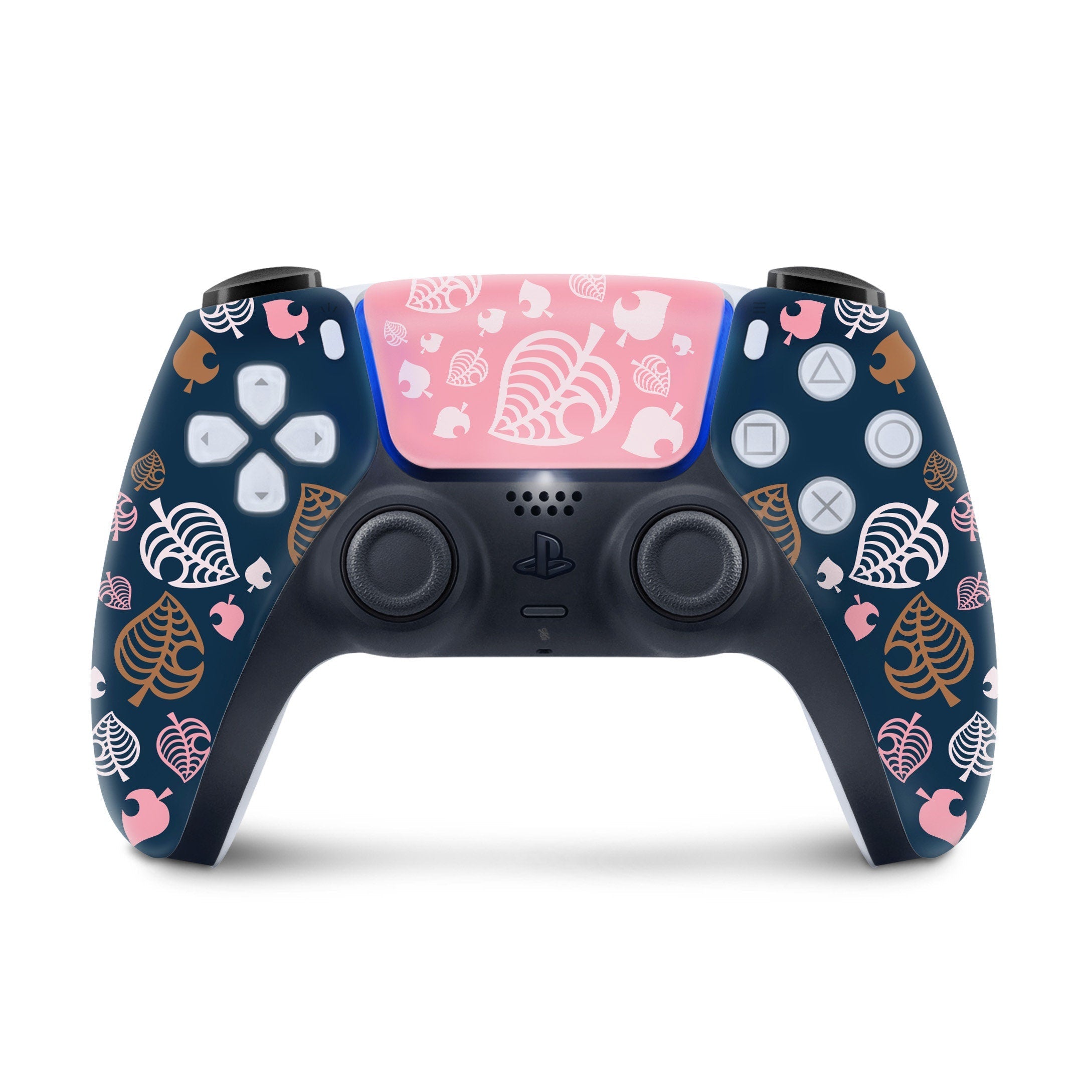 Leaves ps5 controller skin, Blue Vinyl 3m stickers for Playstation 5 controller, Full wrap decal cover - Tackydesign